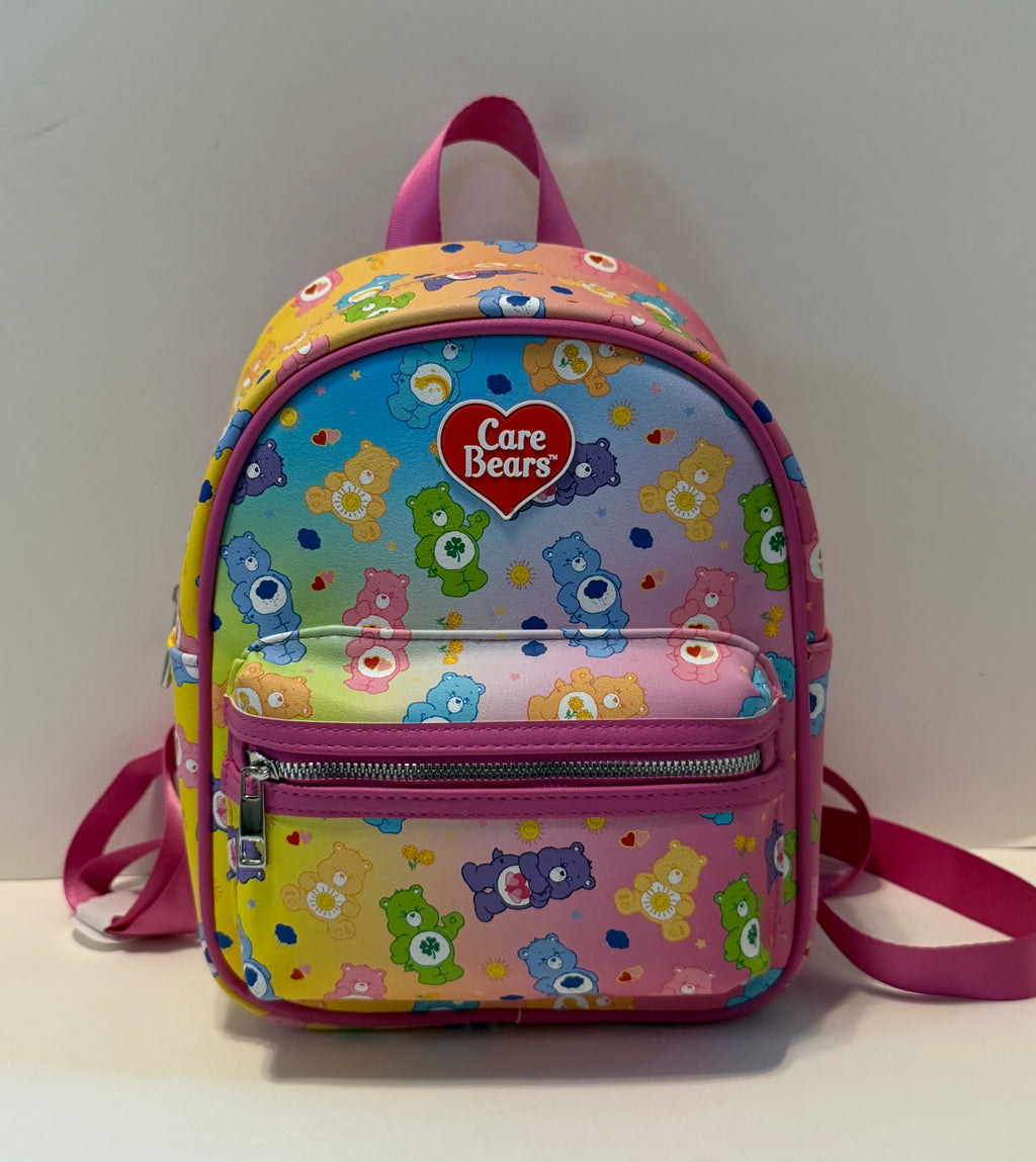 Care Bears ombré rainbow mini backpack with adjustable ribbon straps for school, cosplay or practical cute