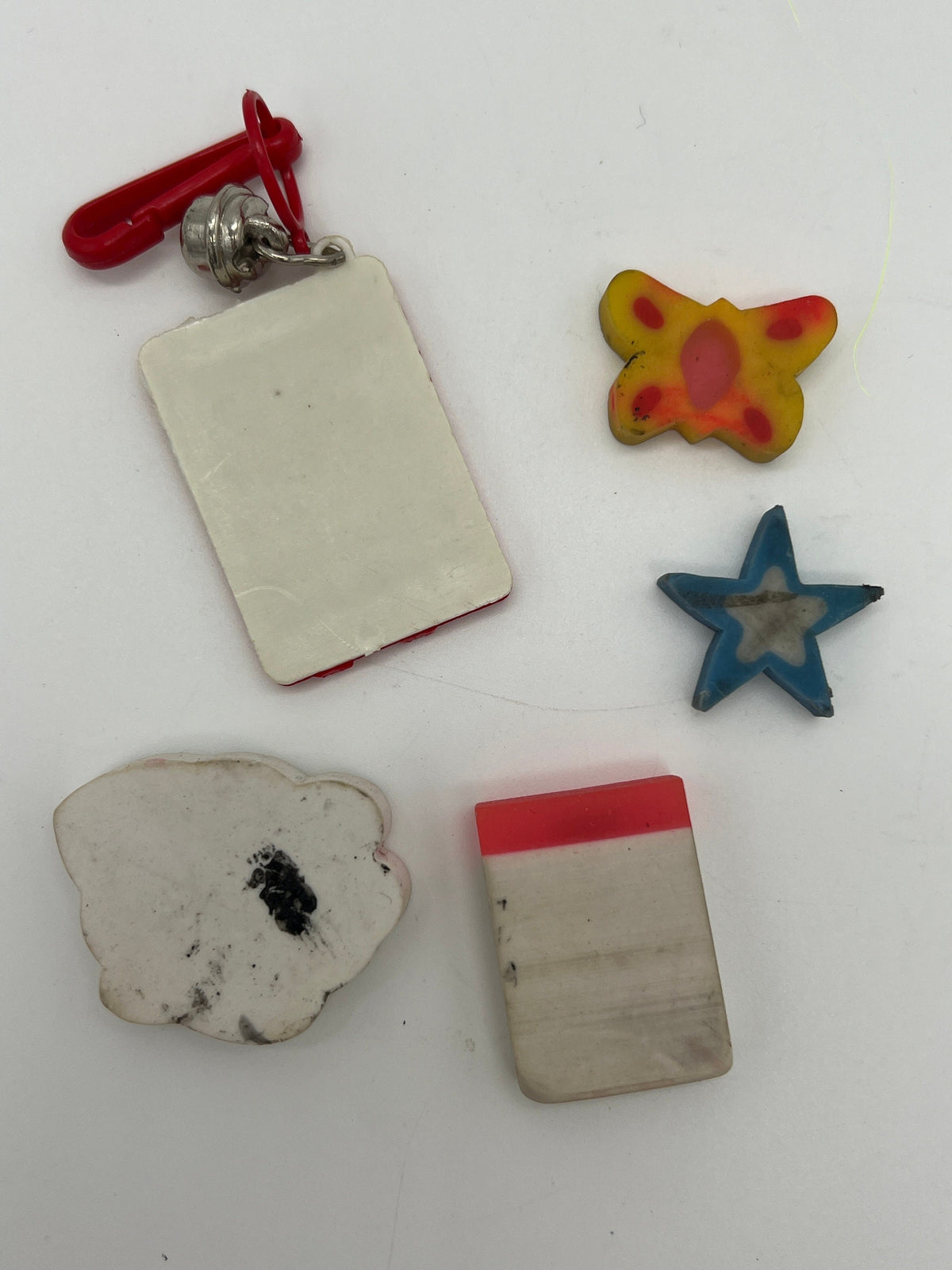 80s Bell calculator charm and mini eraser lot