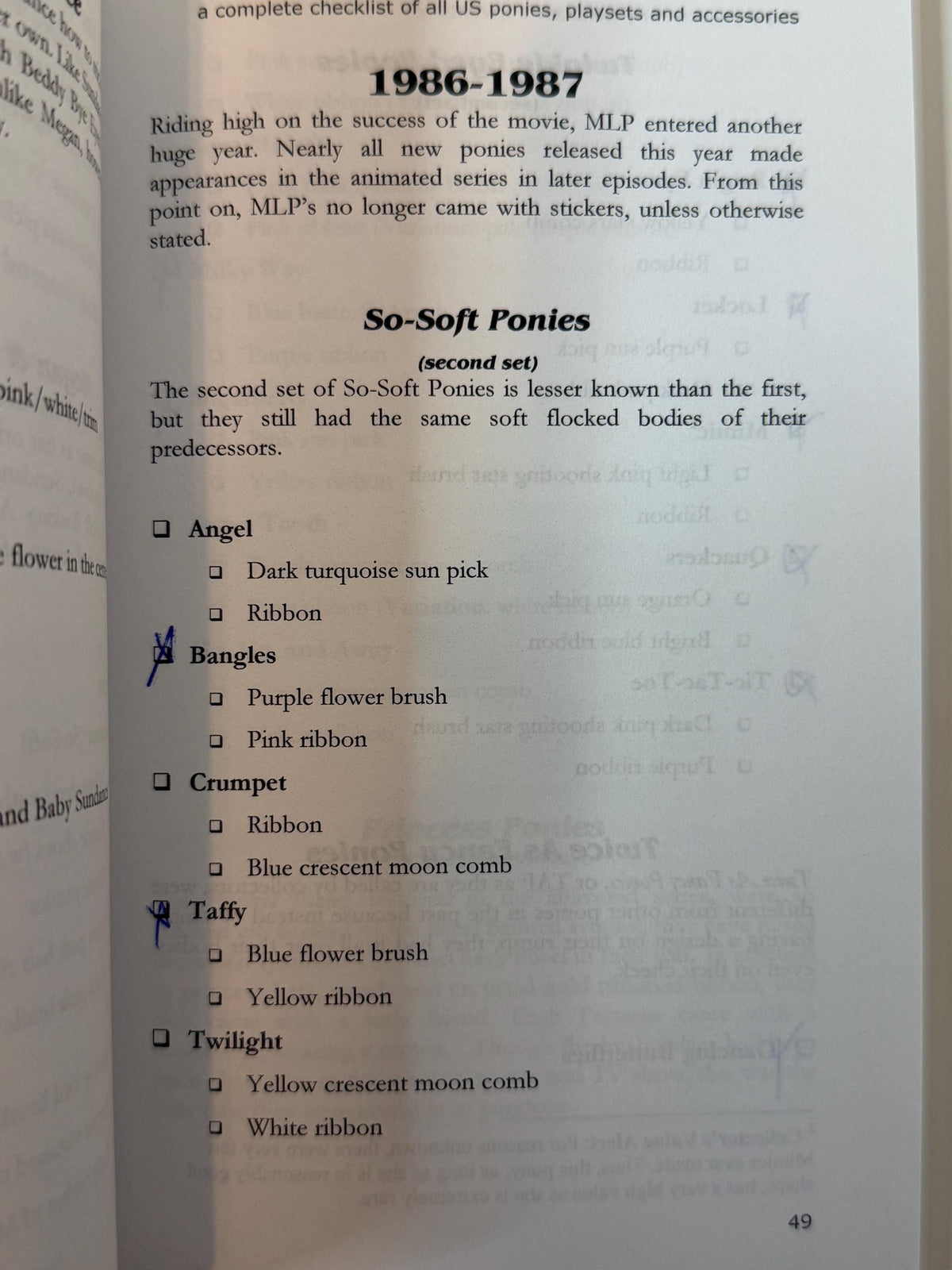 G1  My Little Pony  collectors checklist book