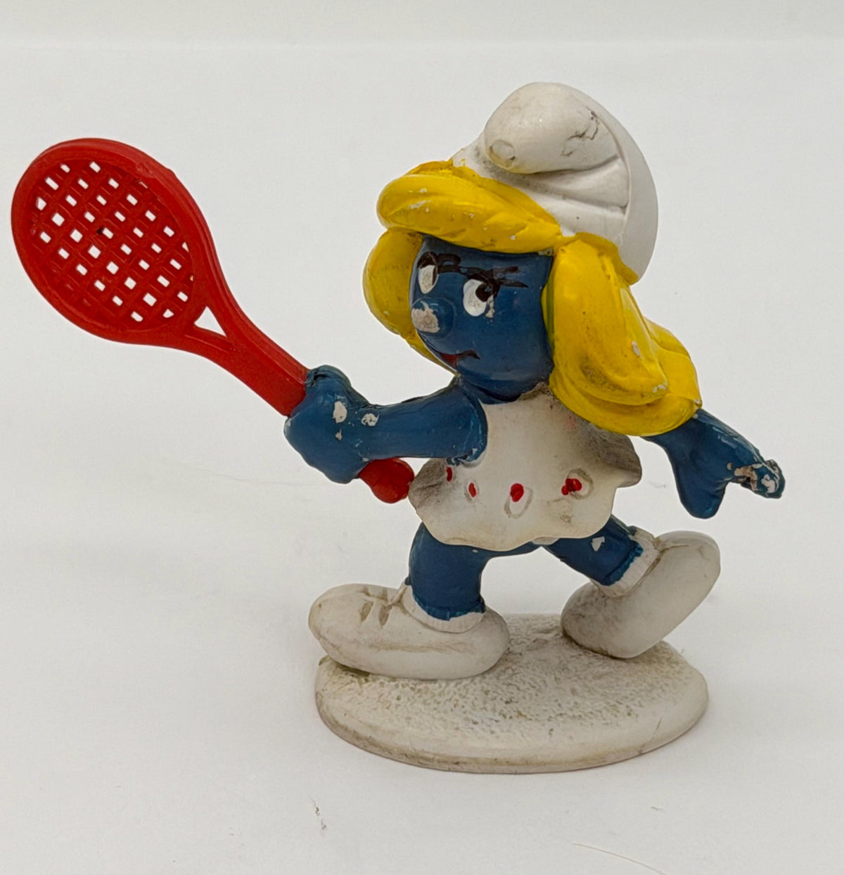 1980s Smurfs Tennis Smurf and Smurfette by Schleich Peyo pvc minis