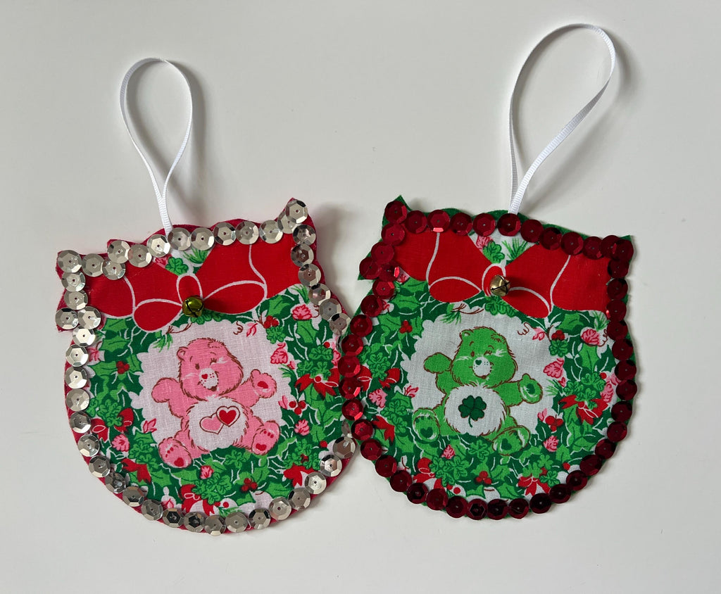 Handmade vintage Care Bears Good Luck Bear/ Love a Lot Bear  Christmas ornaments (2)