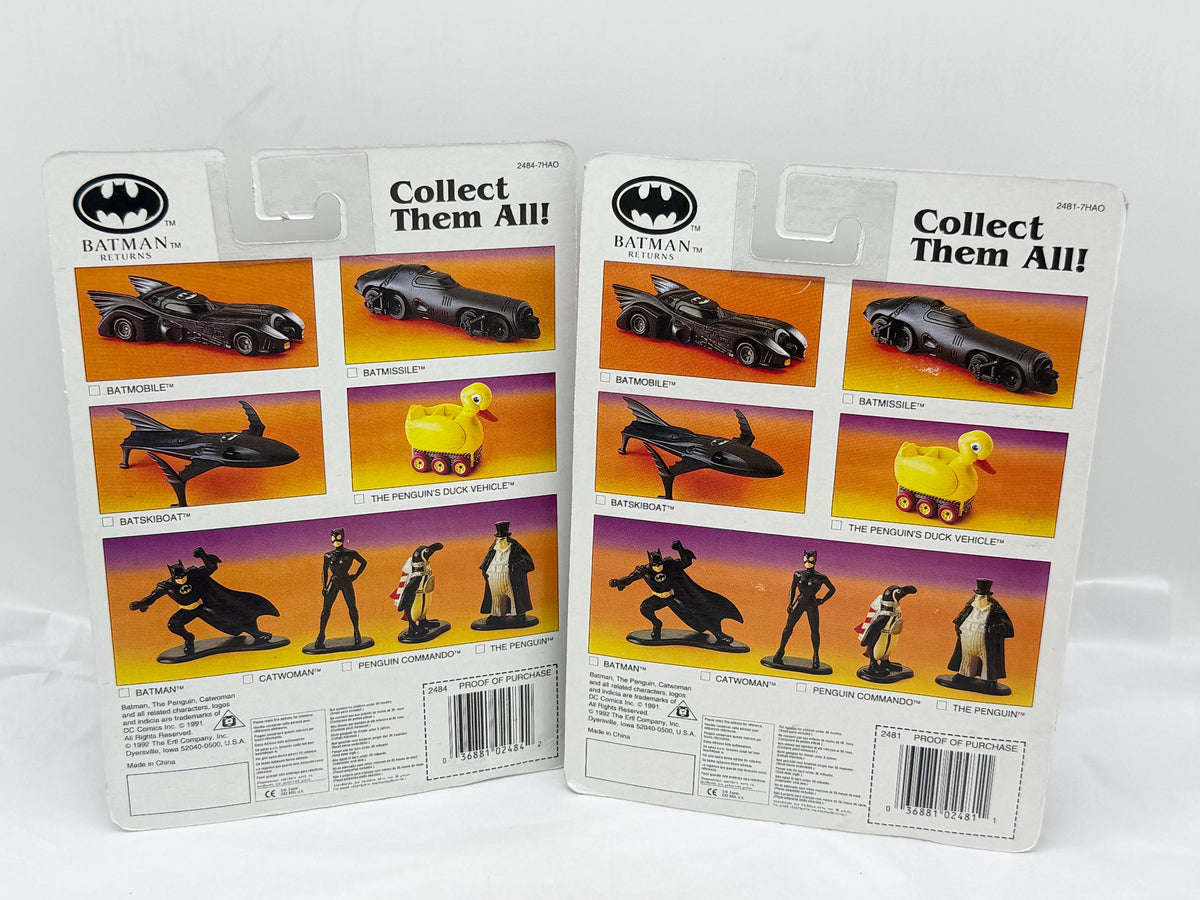 Vintage ETTL Batman Returns die cast minis Batman and CatWoman on card