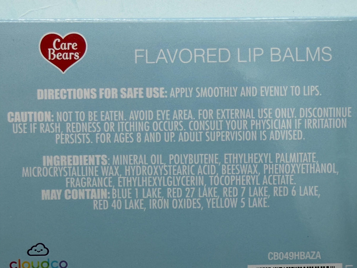Care Bears desert flavored large size lip balms set of 4