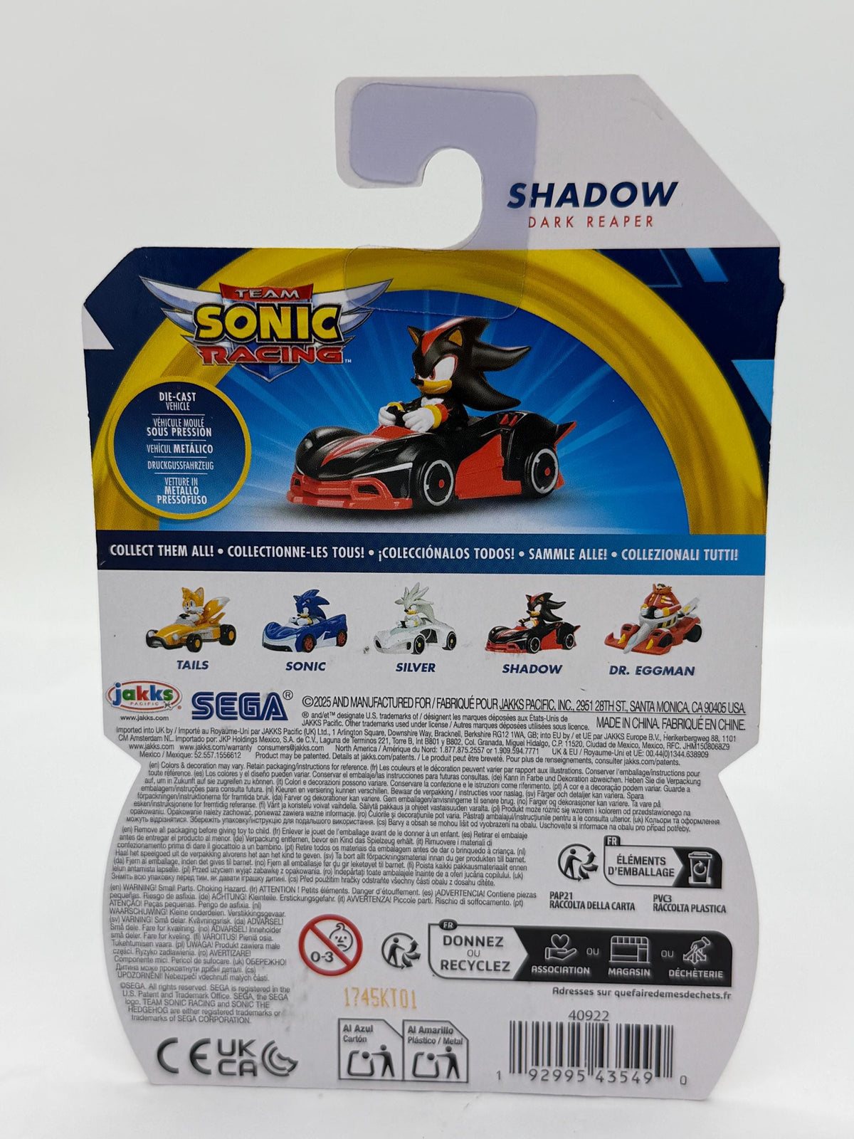 New SEGA Sonic the Hedgehog and Shadow die cast cars
