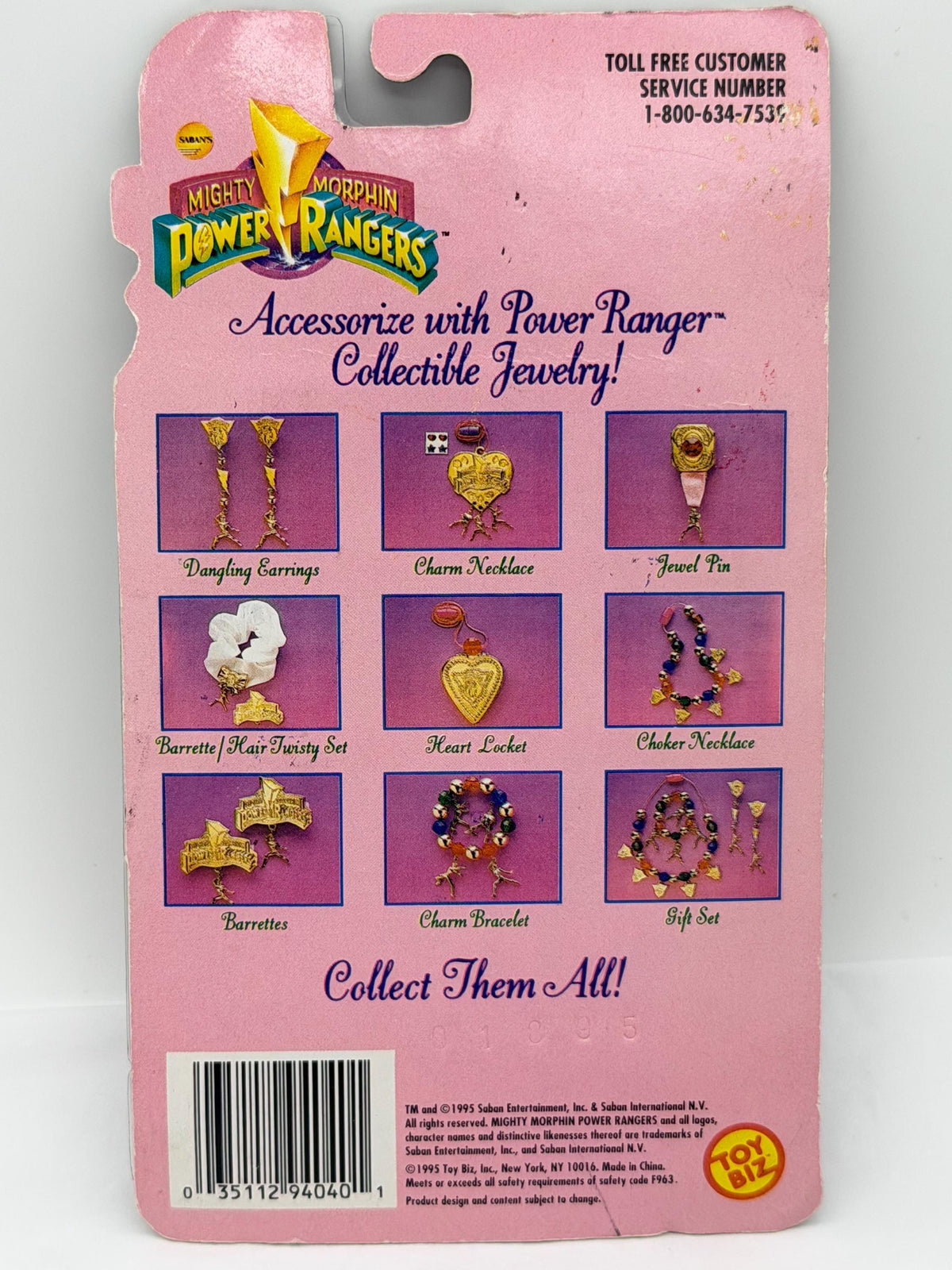 Vintage 90s Toy Biz Power Rangers Radiant Jewelry Collection Pink Ranger Barrettes on card