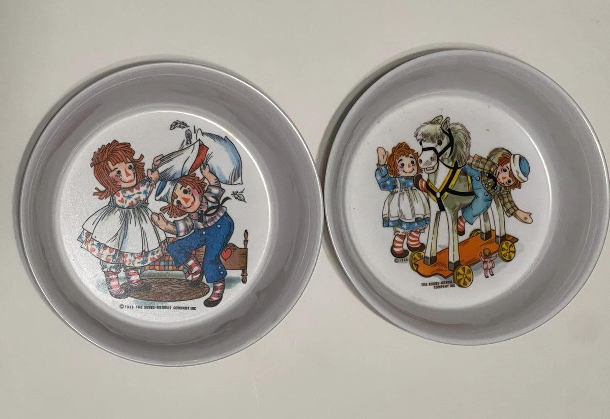 Vintage 1969 Oneida Deluxe Raggedy Ann and Andy cereal bowls