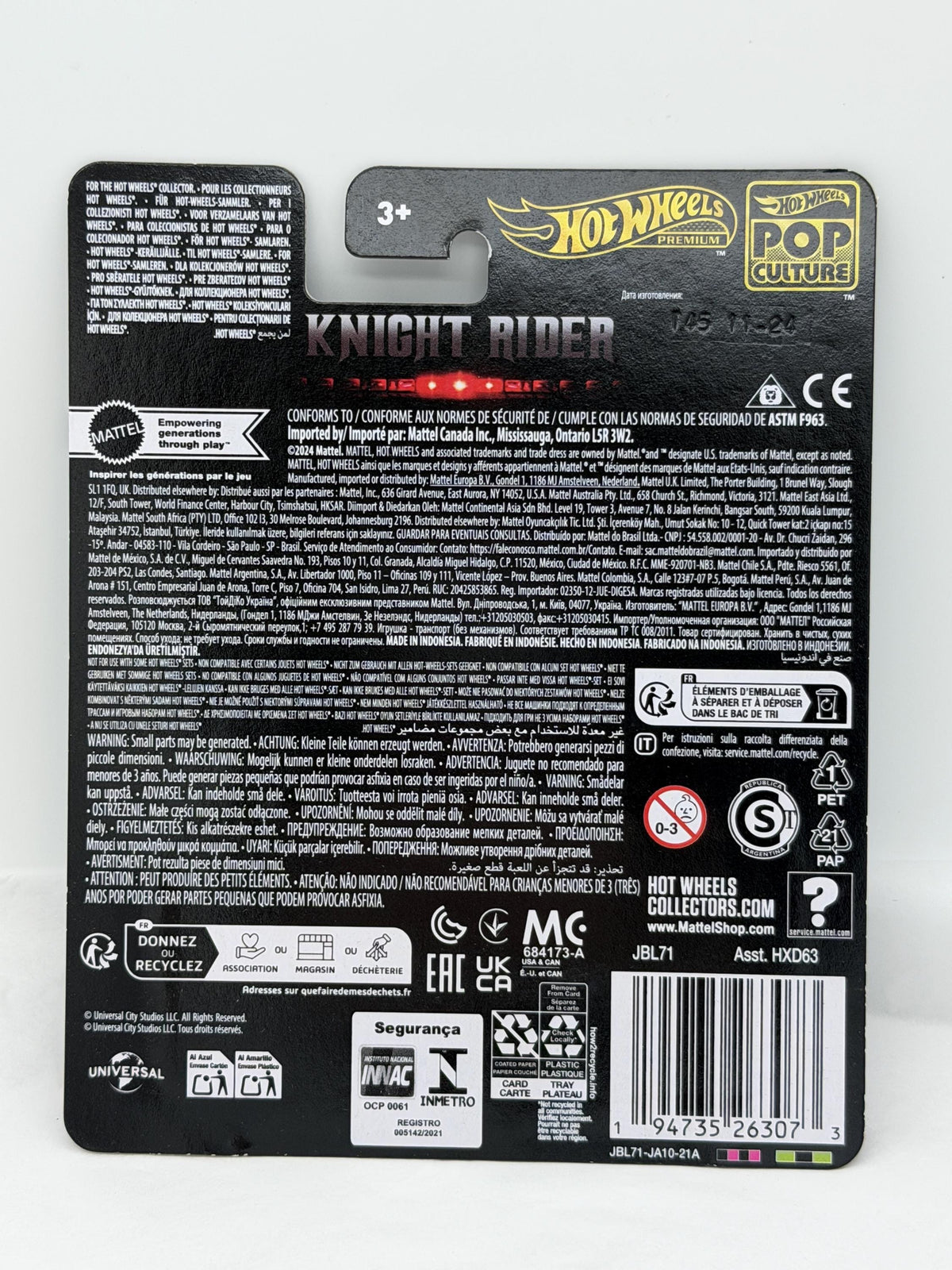 Hot Wheels Pop Culture Knight Rider KITT die-cast car on card