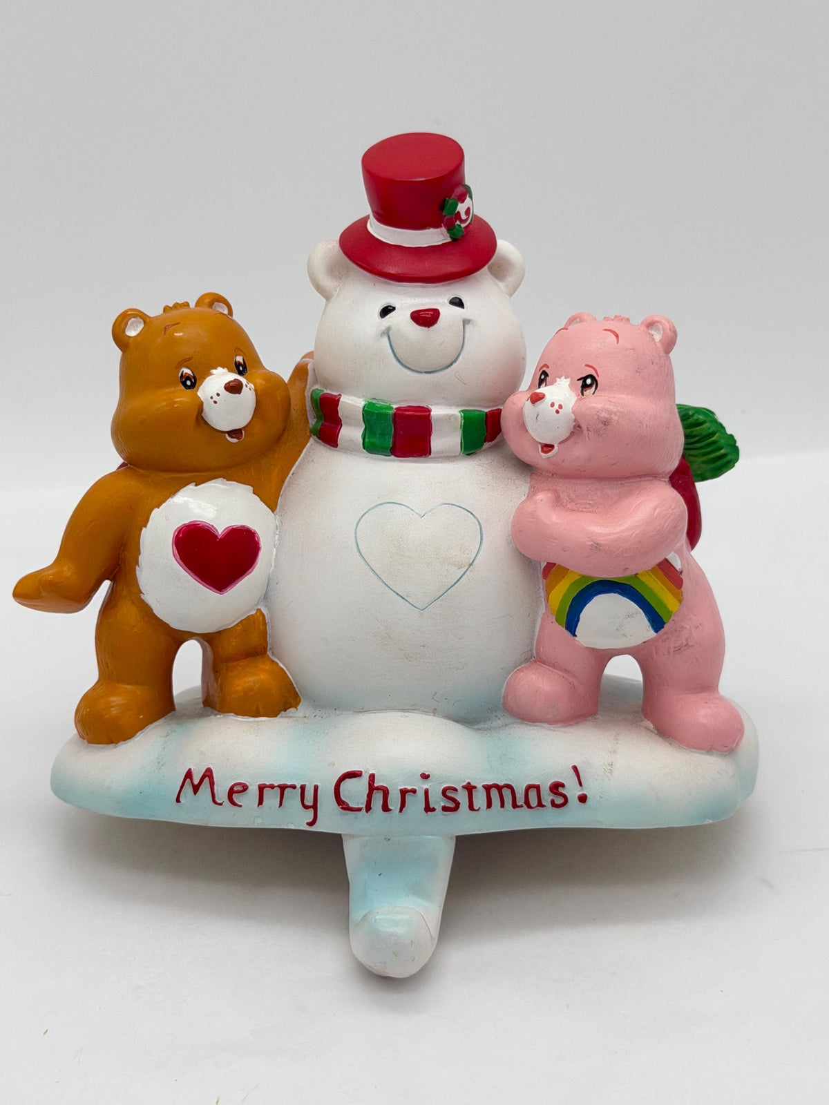 Care  Bears  Tenderheart and Cheer Bear snowman Christmas stocking holder