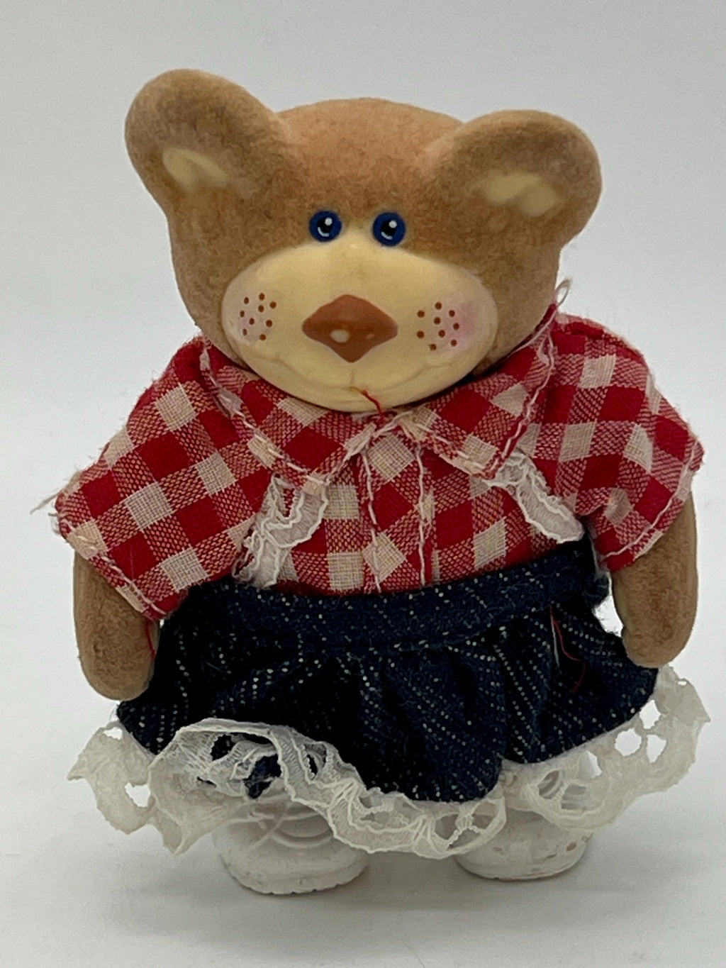 Vintage Coleco Xavier Roberts Furskins Cece Bear mini flocked posable