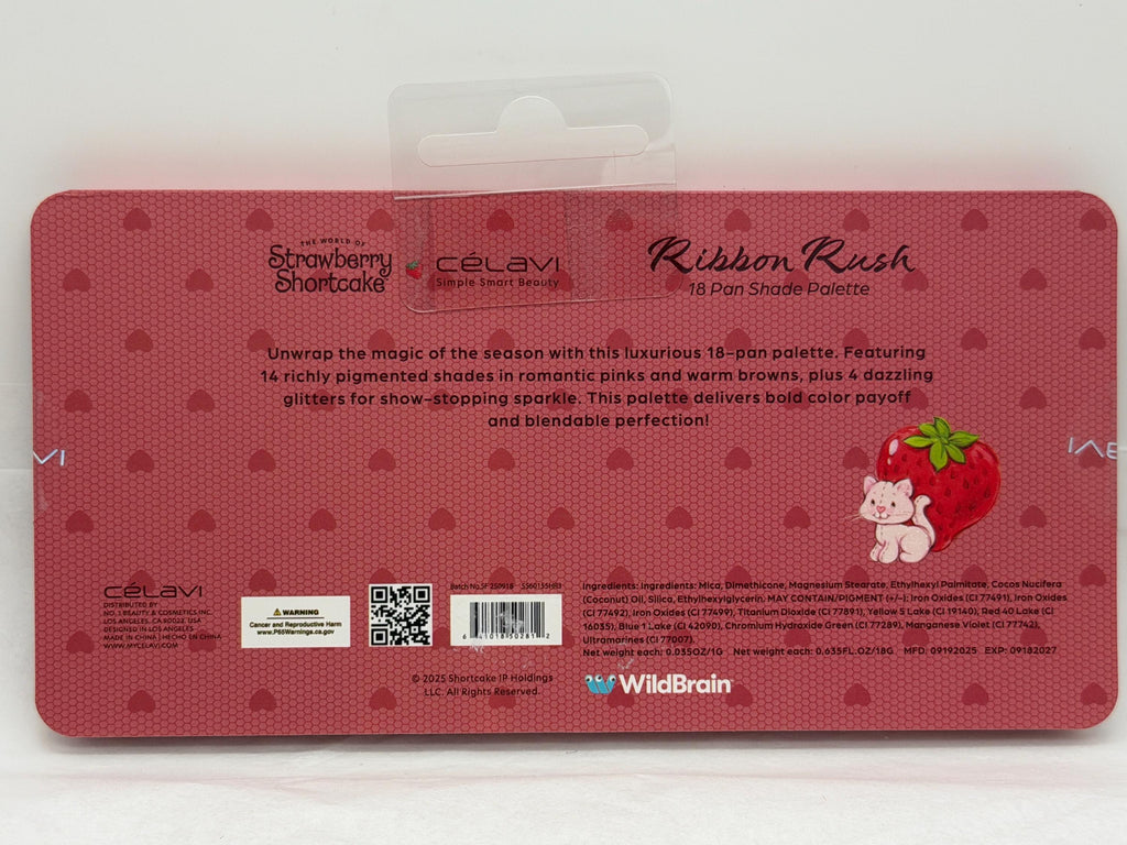Strawberry Shortcake and Custard x Celavi Ribbon Rush  eyeshadow palette