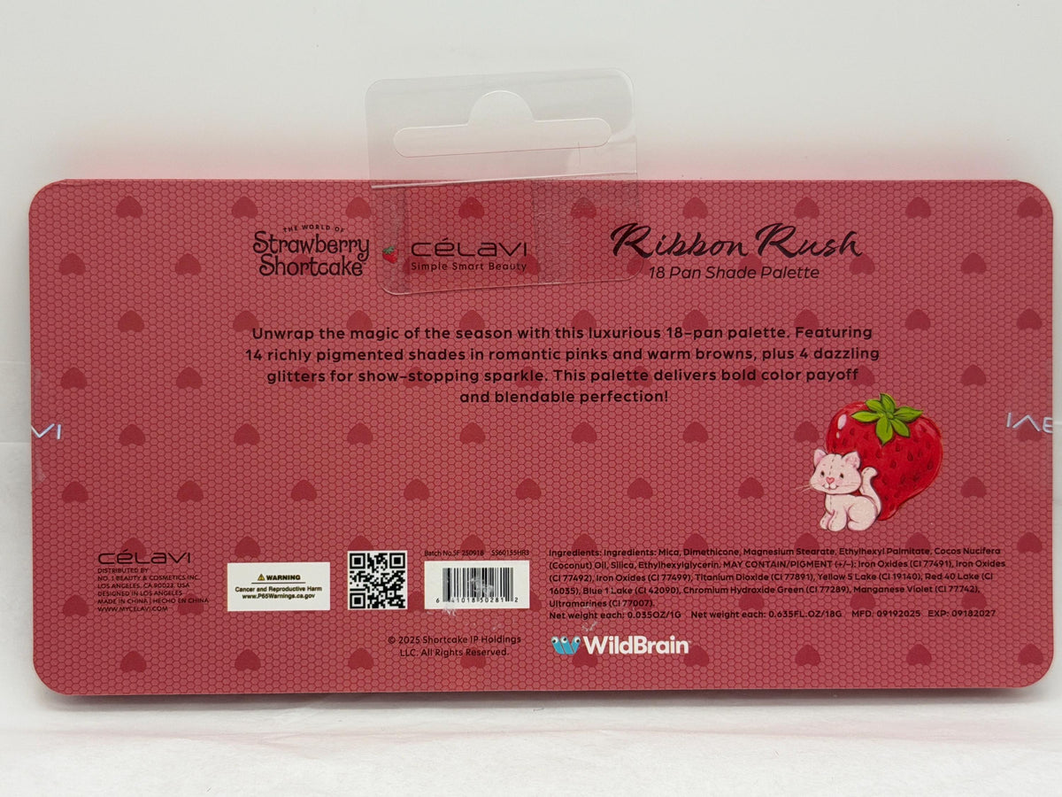 Strawberry Shortcake and Custard x Celavi Ribbon Rush  eyeshadow palette