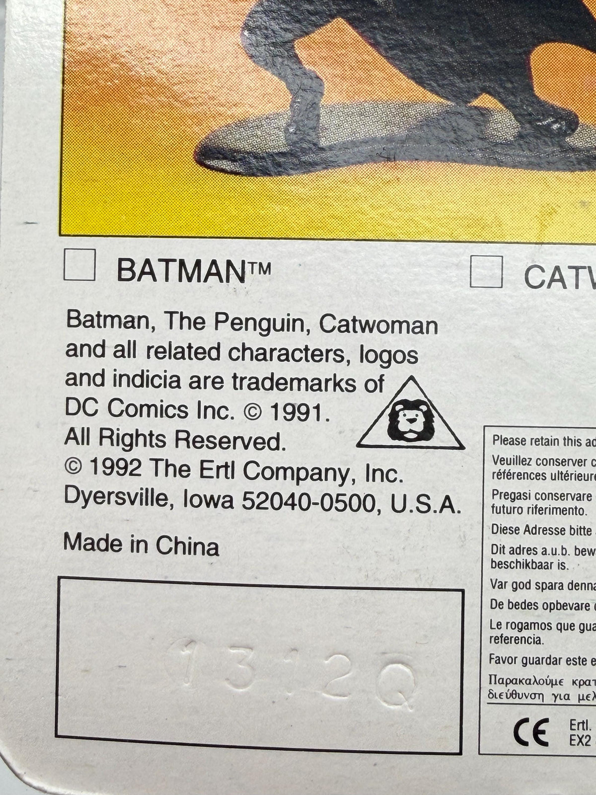 Vintage ETTL Batman Returns die cast minis Batman and CatWoman on card