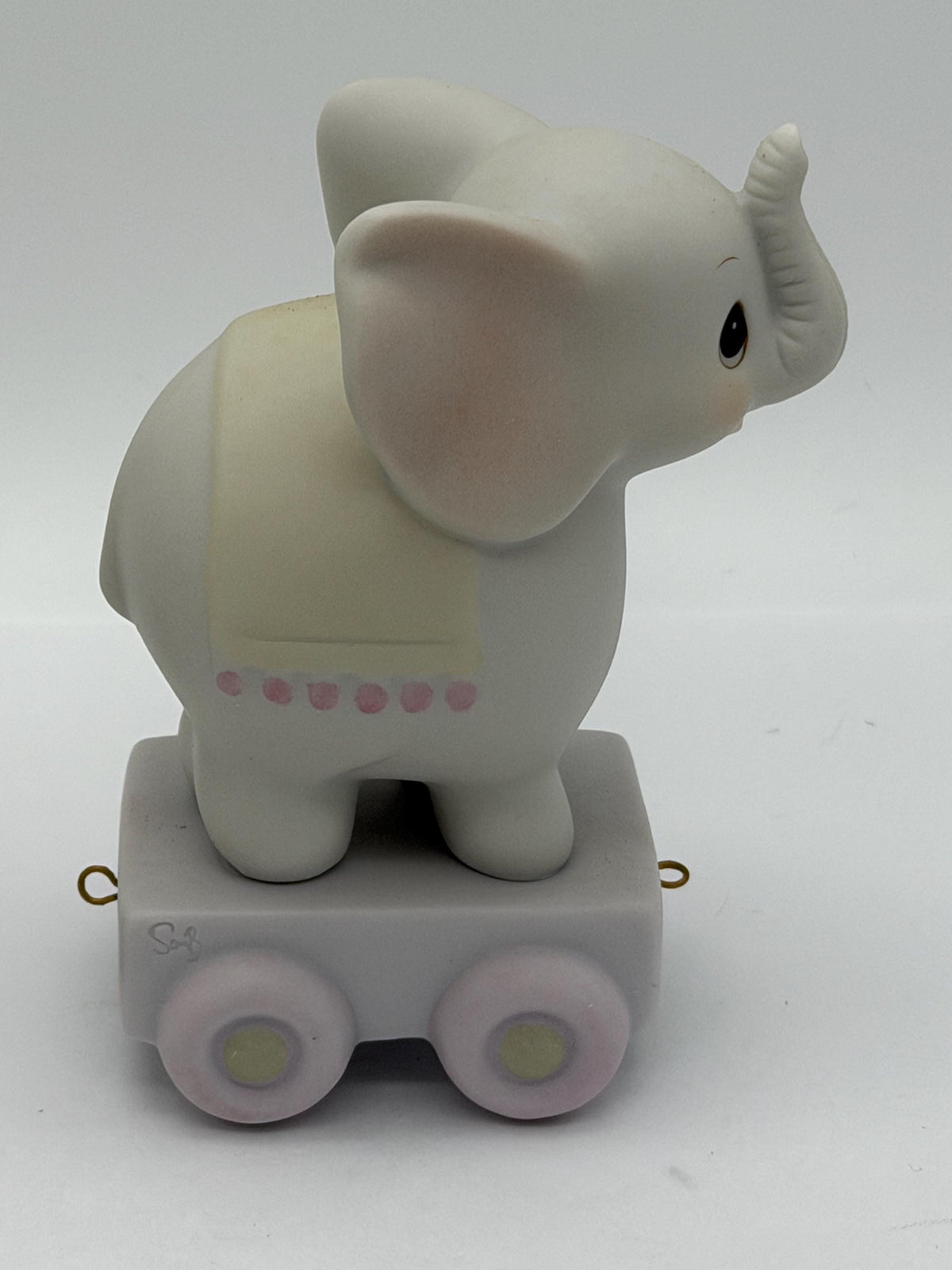 Vintage 1980s porcelain Precious Moments children’s birthday circus animal train set -flawed