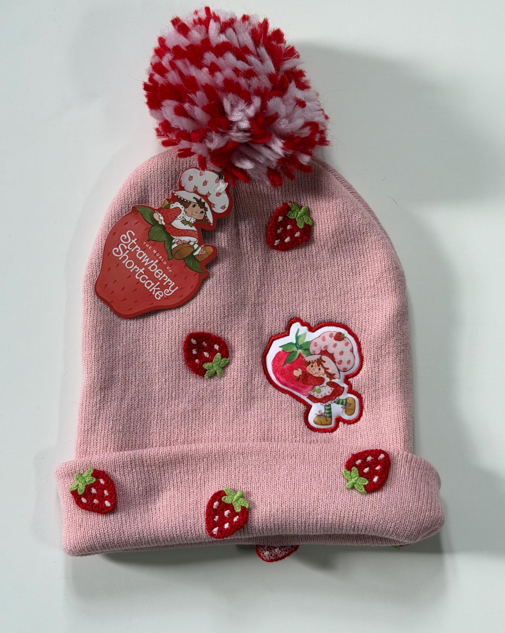 Strawberry Shortcake One Size fits all berry appliqué pompom  cap