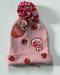 Strawberry Shortcake One Size fits all berry appliqué pompom  cap