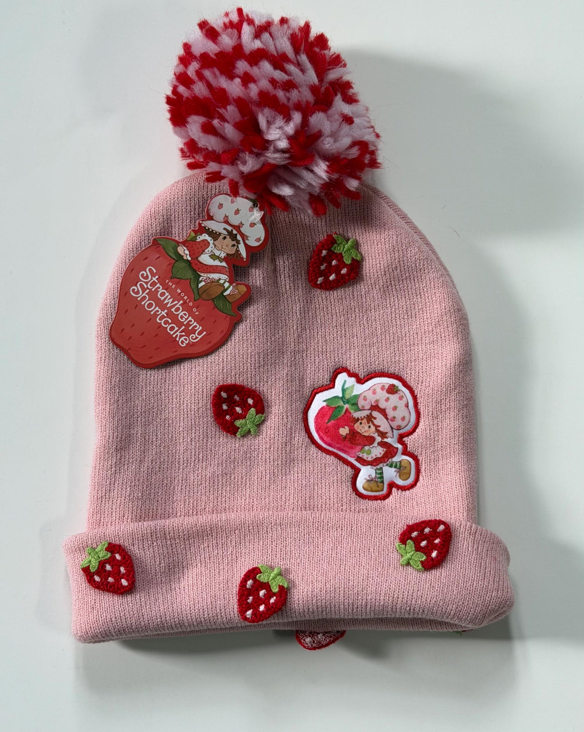 Strawberry Shortcake One Size fits all berry appliqué pompom  cap