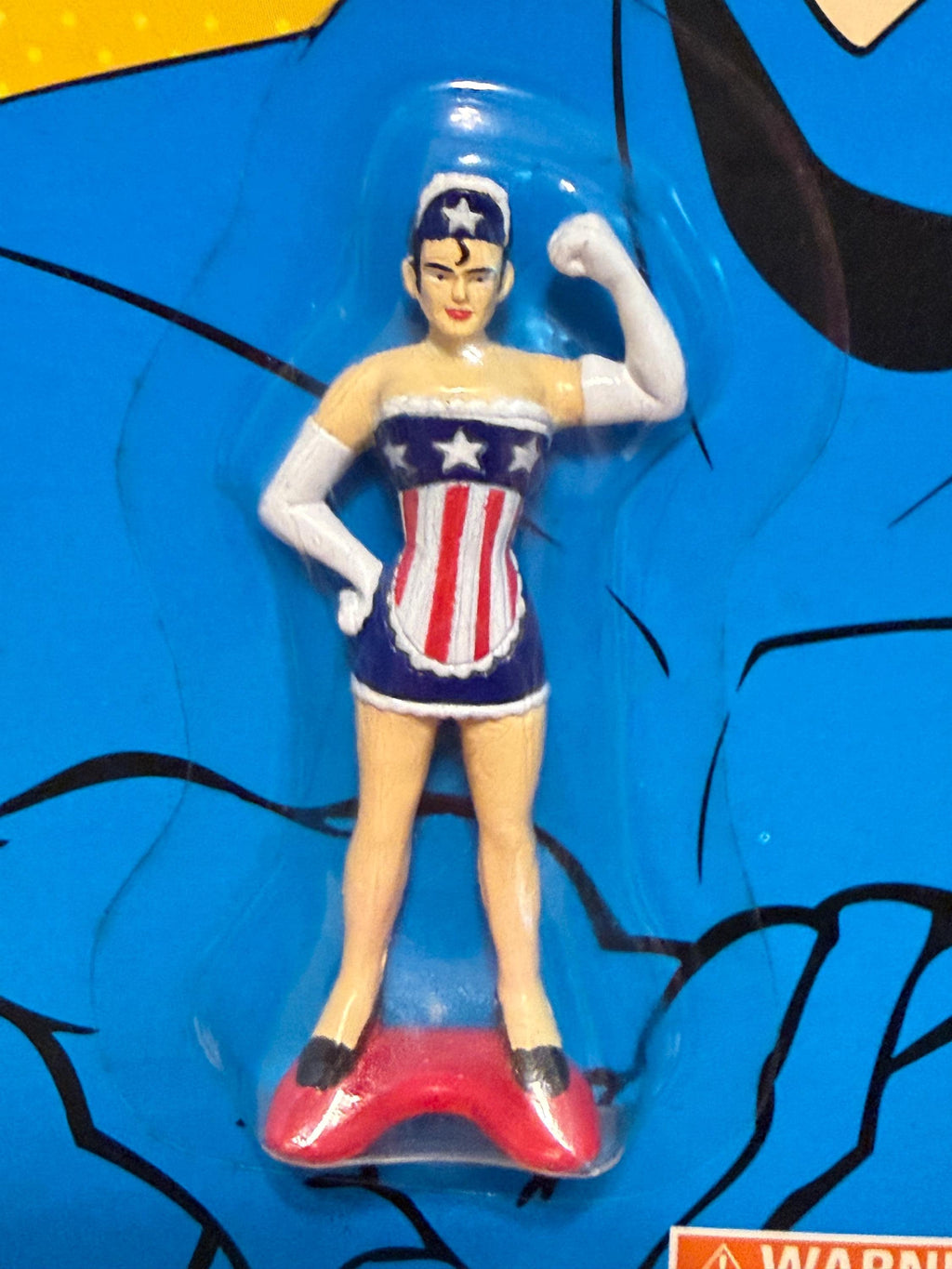 Vintage 90s mini The Tick American Maid figure on card