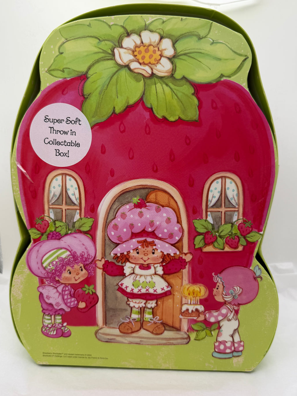 Strawberry Shortcake soft and cozy plush throw in Berry House gift box