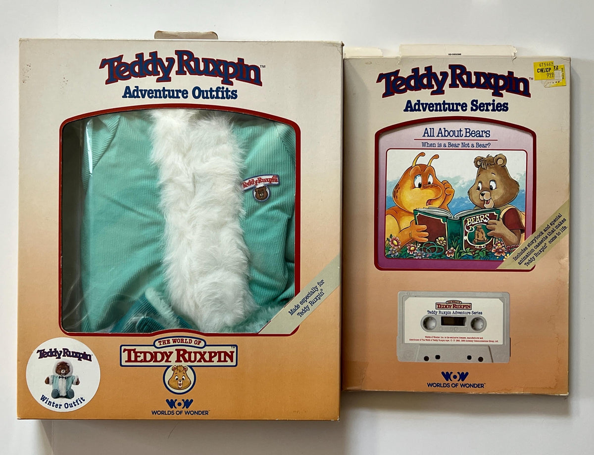 Vintage Teddy Ruxpin Winter Adventure Outfit and Adventure Series book/ cassette