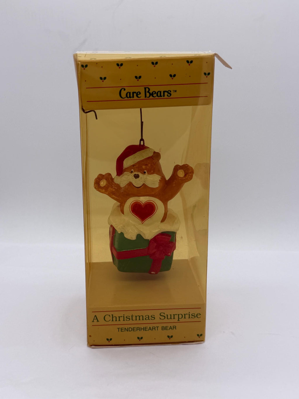 Vintage 1984 American Greetings Care  Bears Tenderheart Christmas Surprise ornament in box