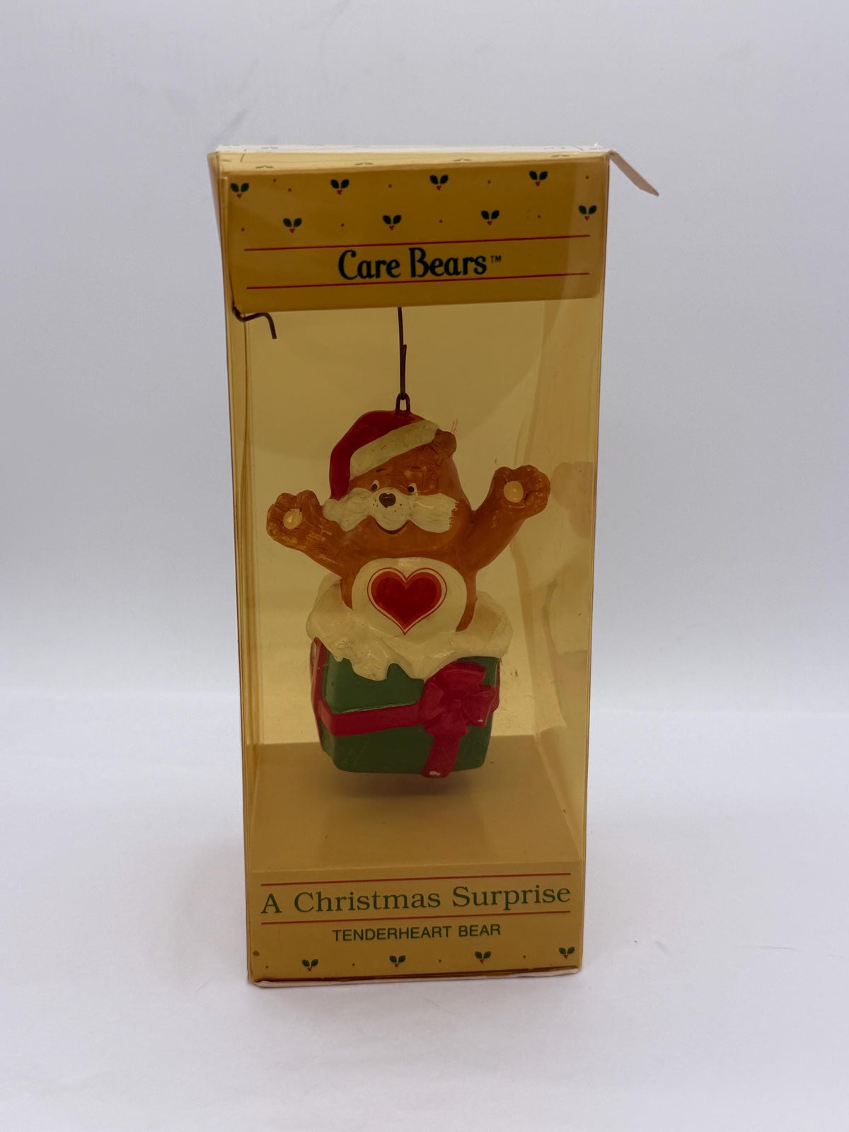 Vintage 1984 American Greetings Care  Bears Tenderheart Christmas Surprise ornament in box