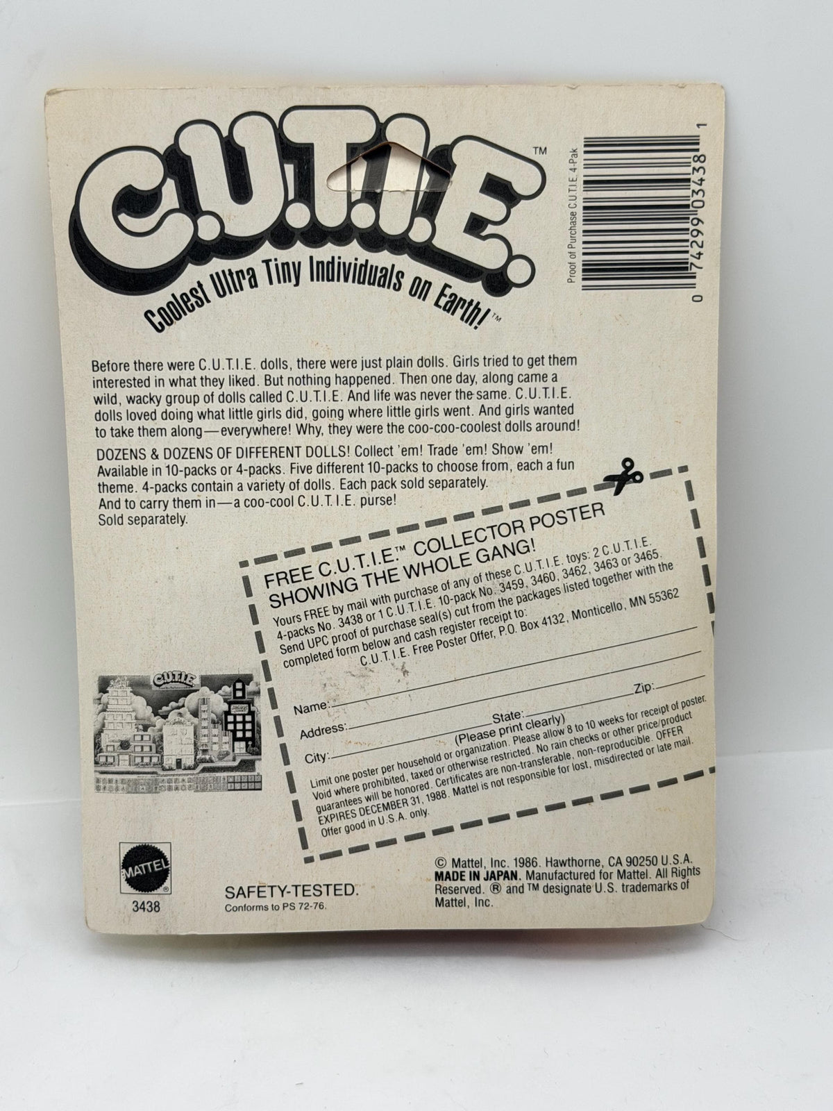 Vintage Mattel C.U.T.I.E.S. Minis on card