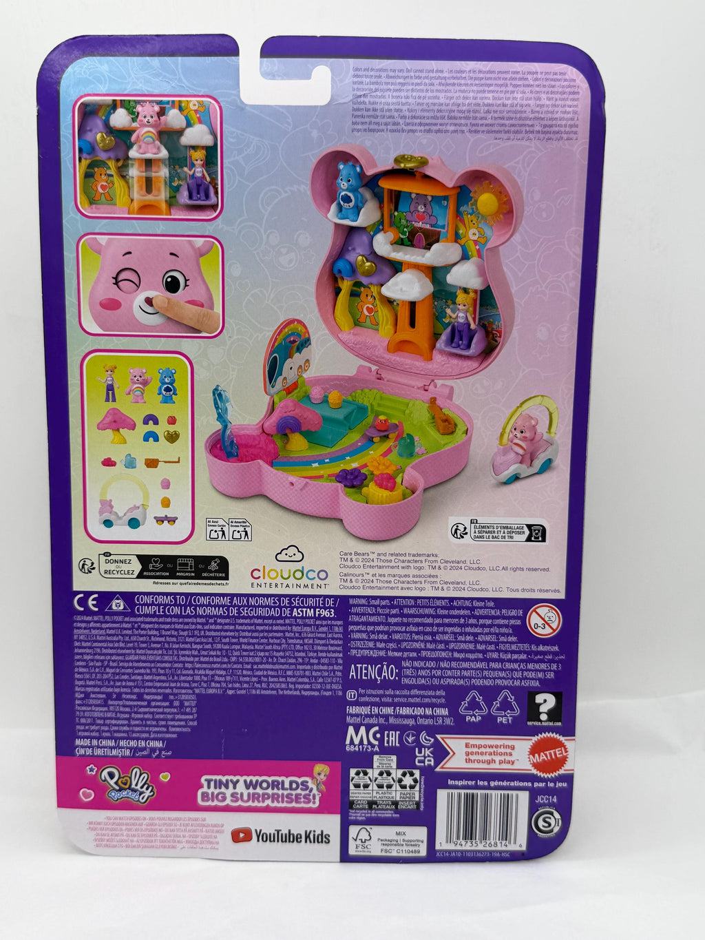 Polly Pocket x Care Bears playset with Cheer and Grumpy Bear