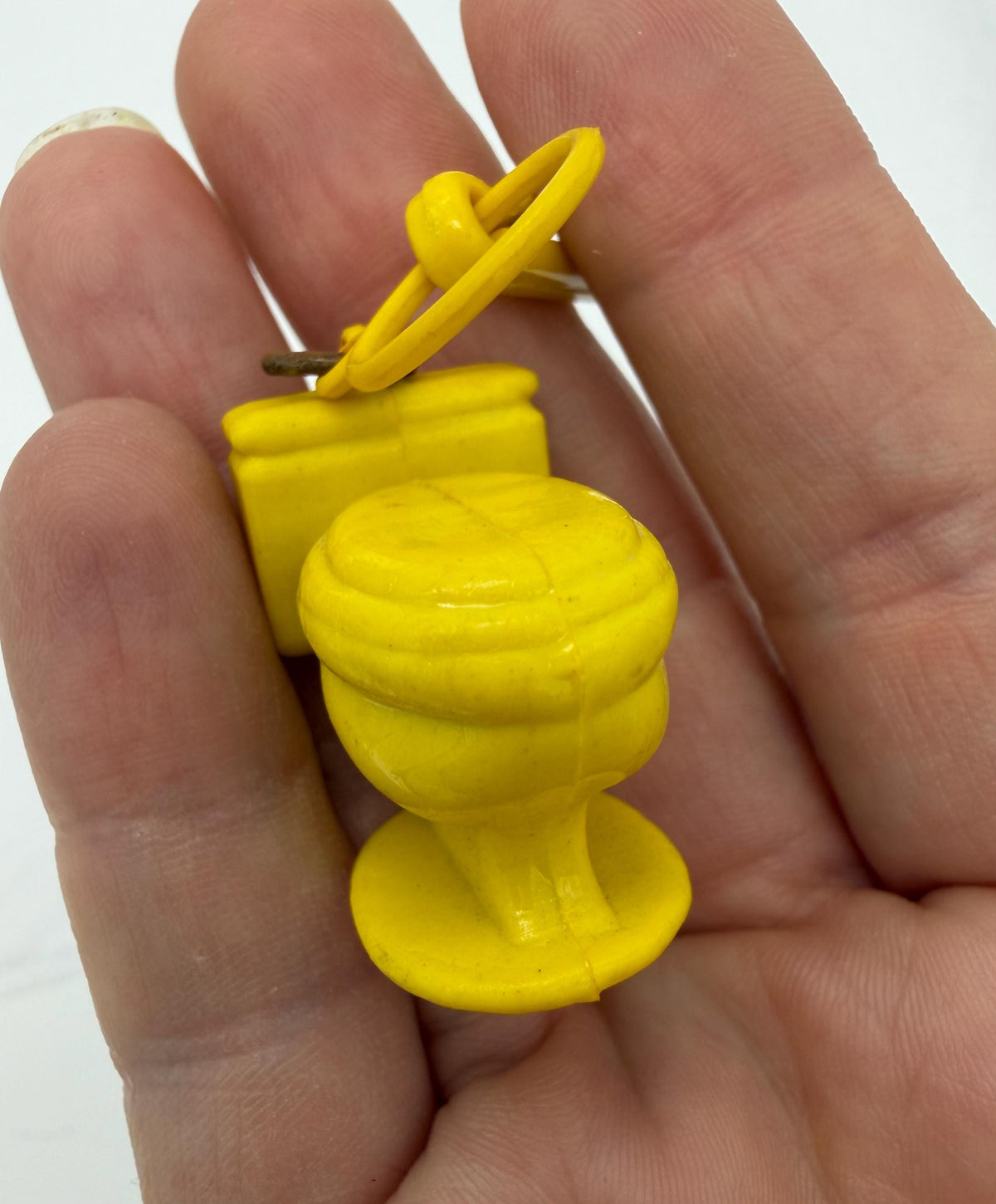 80s Yellow Toilet Charm – Missing Jingle Bell, Nostalgic Clip Accessory