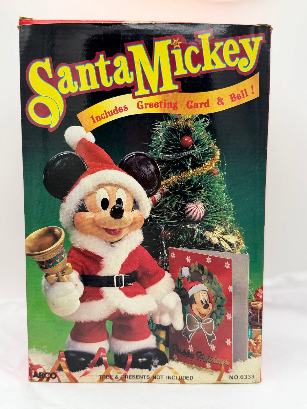 Vintage ARCO Toys Disney Mickey Mouse Santa Mickey bell ringer poseable figure