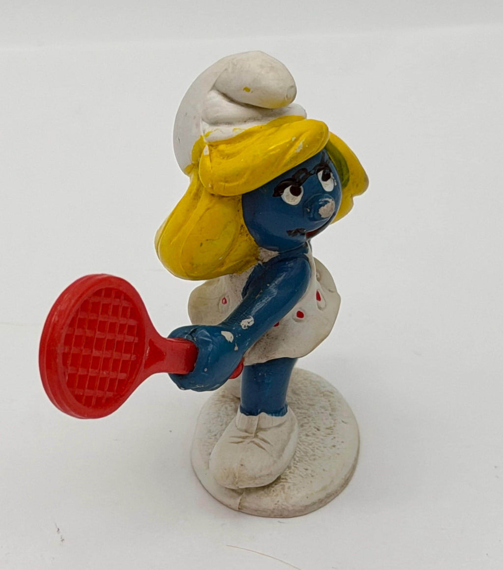 1980s Smurfs Tennis Smurf and Smurfette by Schleich Peyo pvc minis