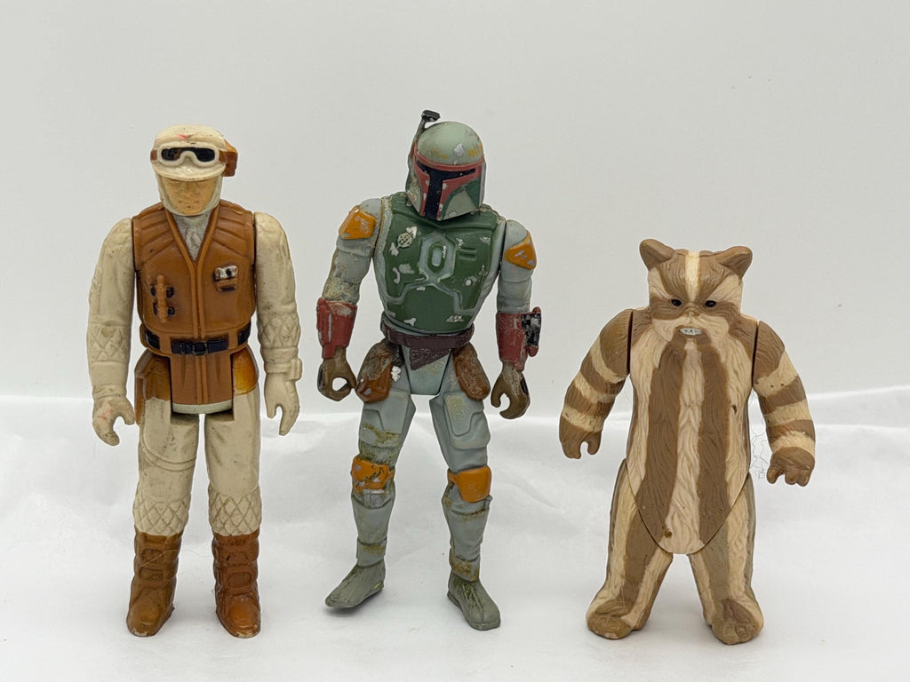 Kenner Star Wars lot of 3 vintage figures- Boba Fett, Logray Ewok, Hoth Rebel Soldier