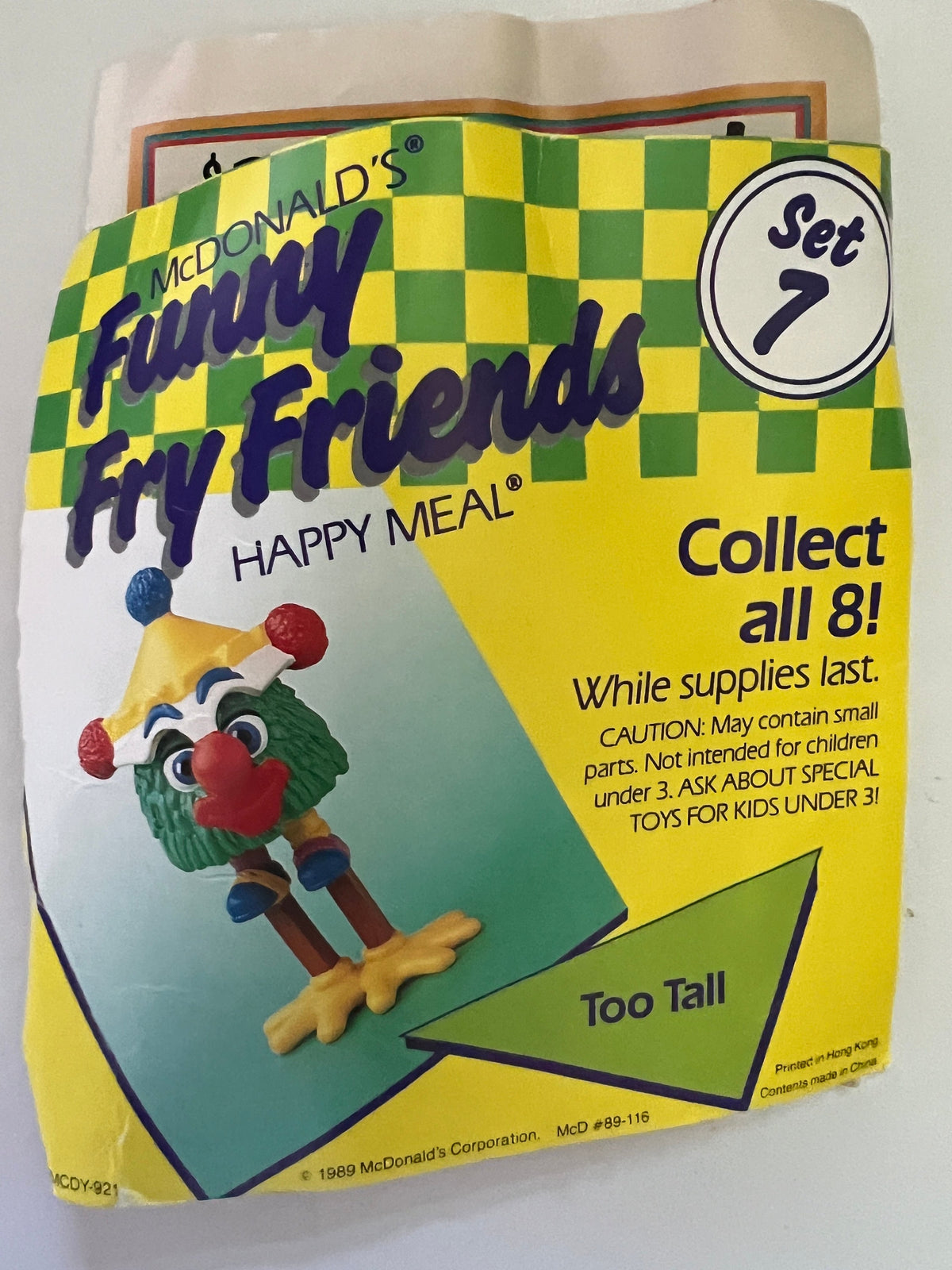 Vintage McDonald’s Happy Meal toy Funny Fry Friends Too Tall - bagged