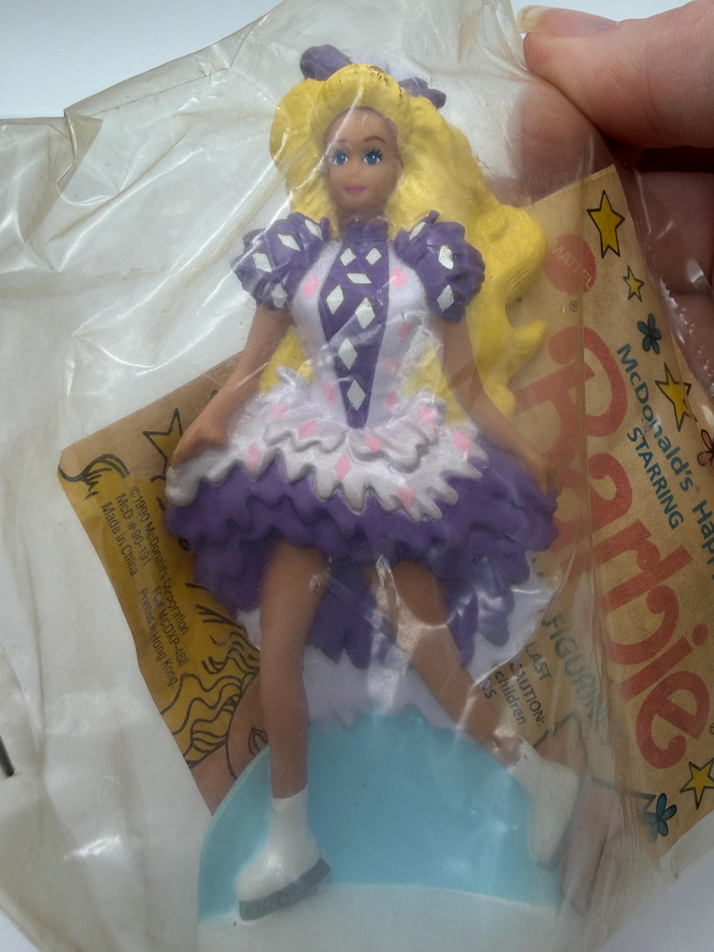 Vintage McDonalds Happy Meal toy Ice Capades Barbie figure with Stamp Club form insert