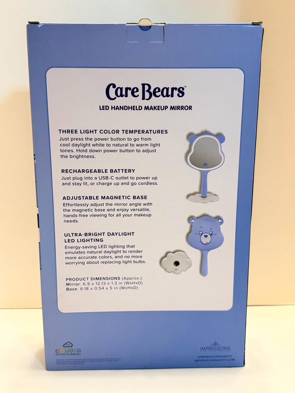 New Care Bears Grumpy Bear Touch lighted makeup mirror and stand