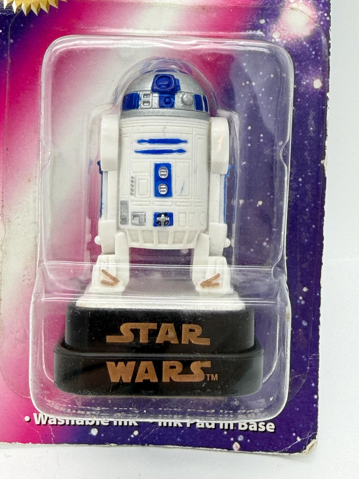 Vintage 90s Rose Art R2D2 Star Wars figural ink stamp on card