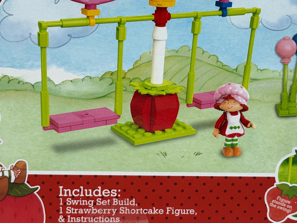 Strawberry Shortcake Swing Set Build brick playset and figure
