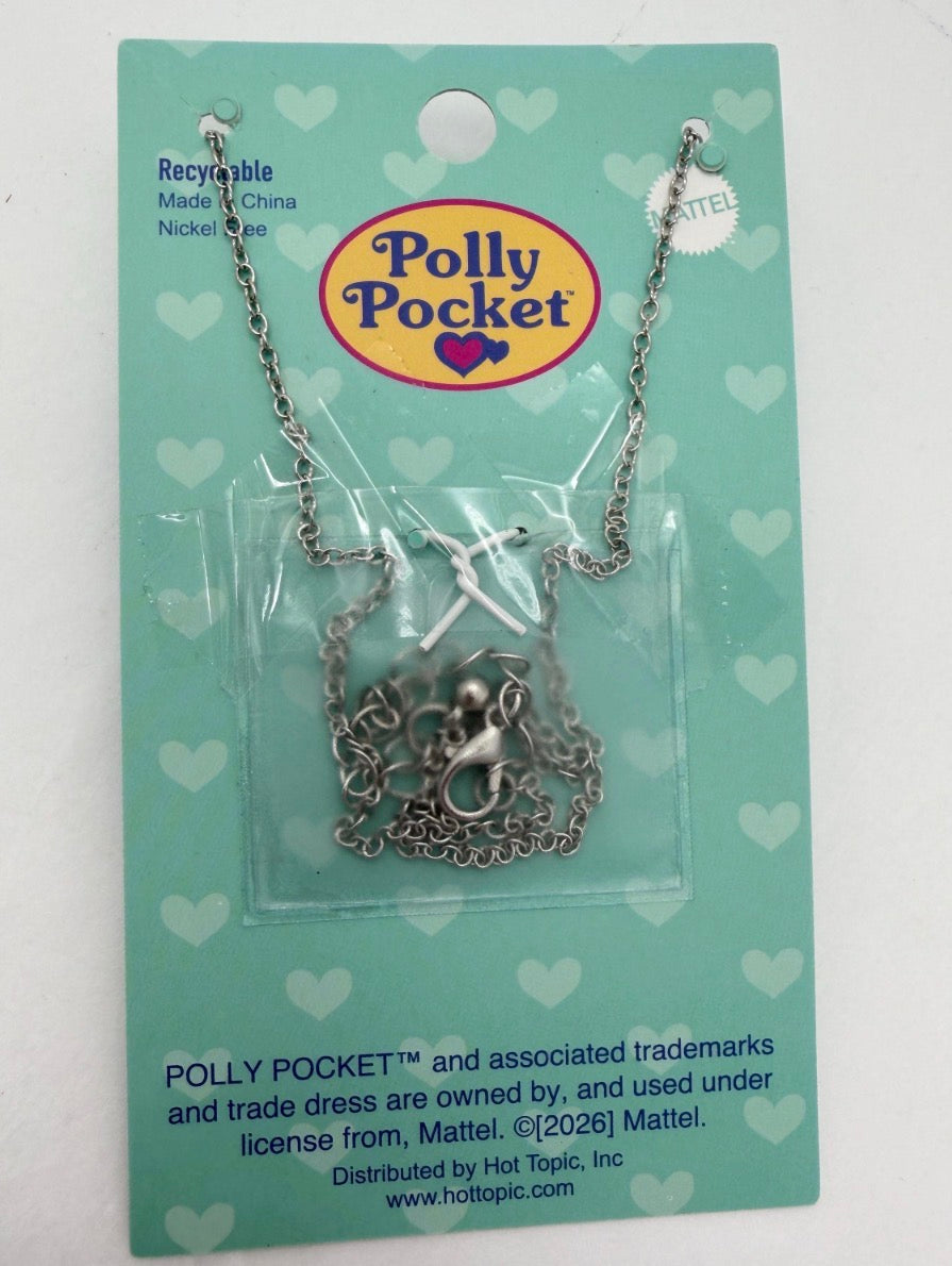 Polly Pocket locket necklace Heart compact on card