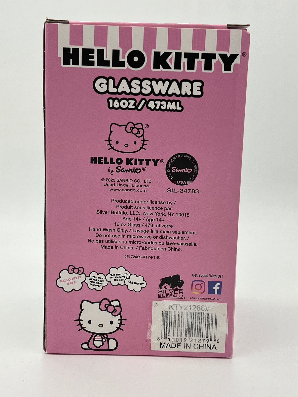 Sanrio Hello Kitty 16oz glitter drinking glass tumbler