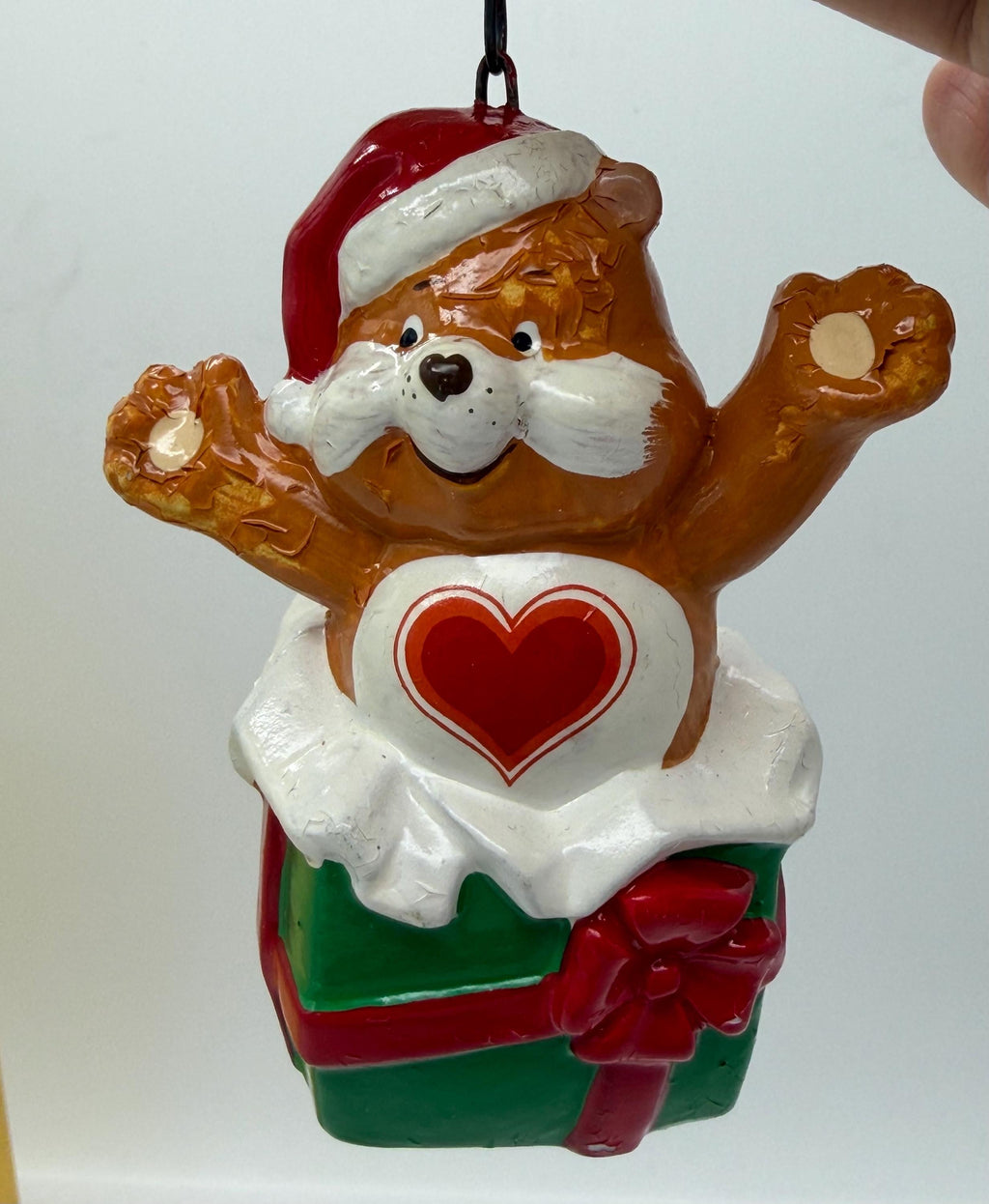 Vintage 1984 American Greetings Care  Bears Tenderheart Christmas Surprise ornament in box