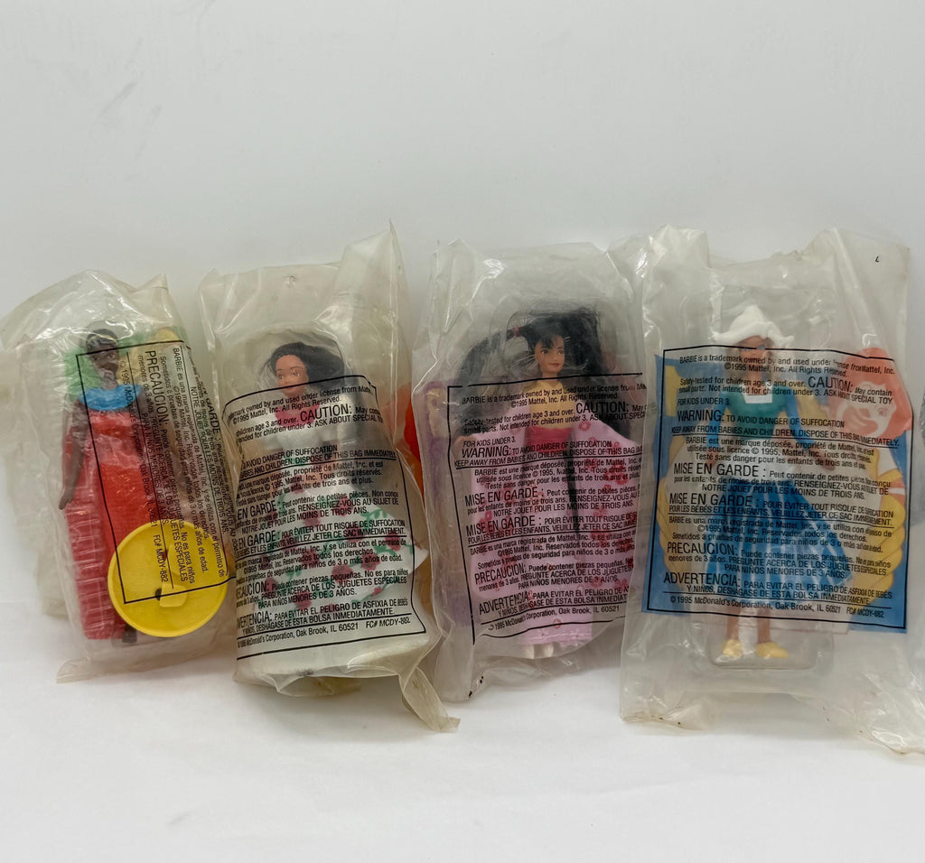 Vintage McDonald’s Happy Meal toy Barbie Around the World dolls 1-4 Kenya, Dutch, Japan, Mexican- sealed