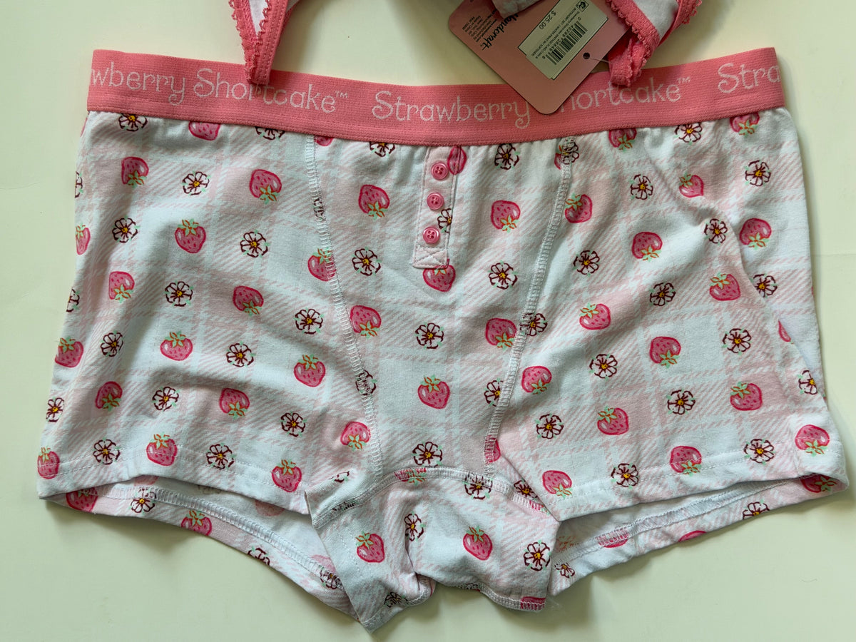 Strawberry Shortcake crop top and boy short pajamas set Ladies size L