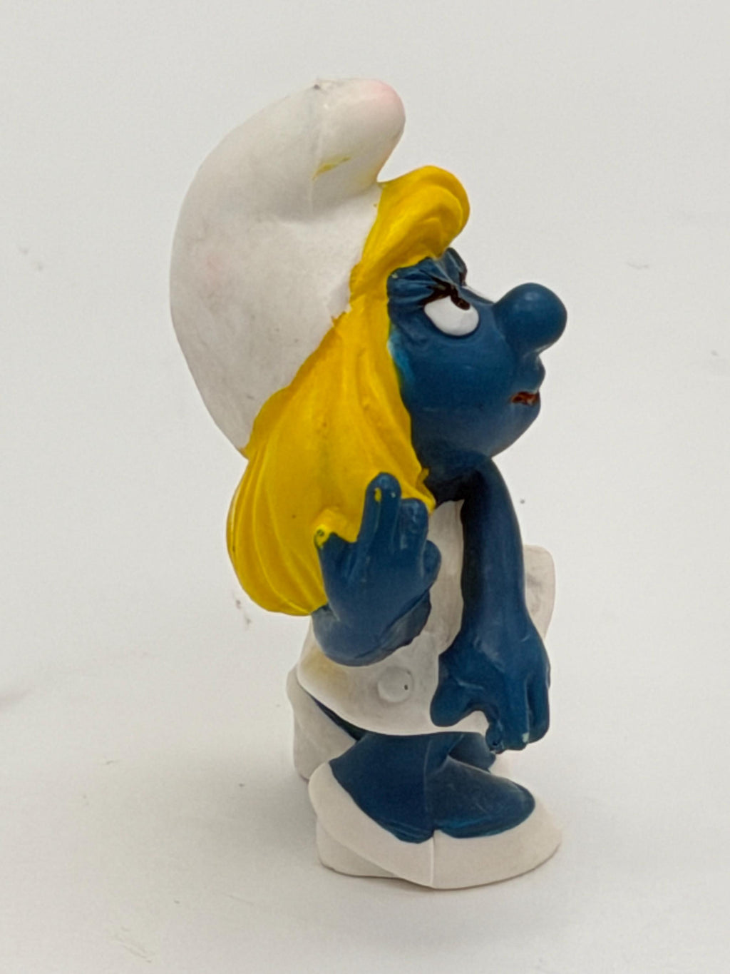 Vintage Smurfs Posing (Hands on Hair) Smurfette Bully PVC figure made in Germany