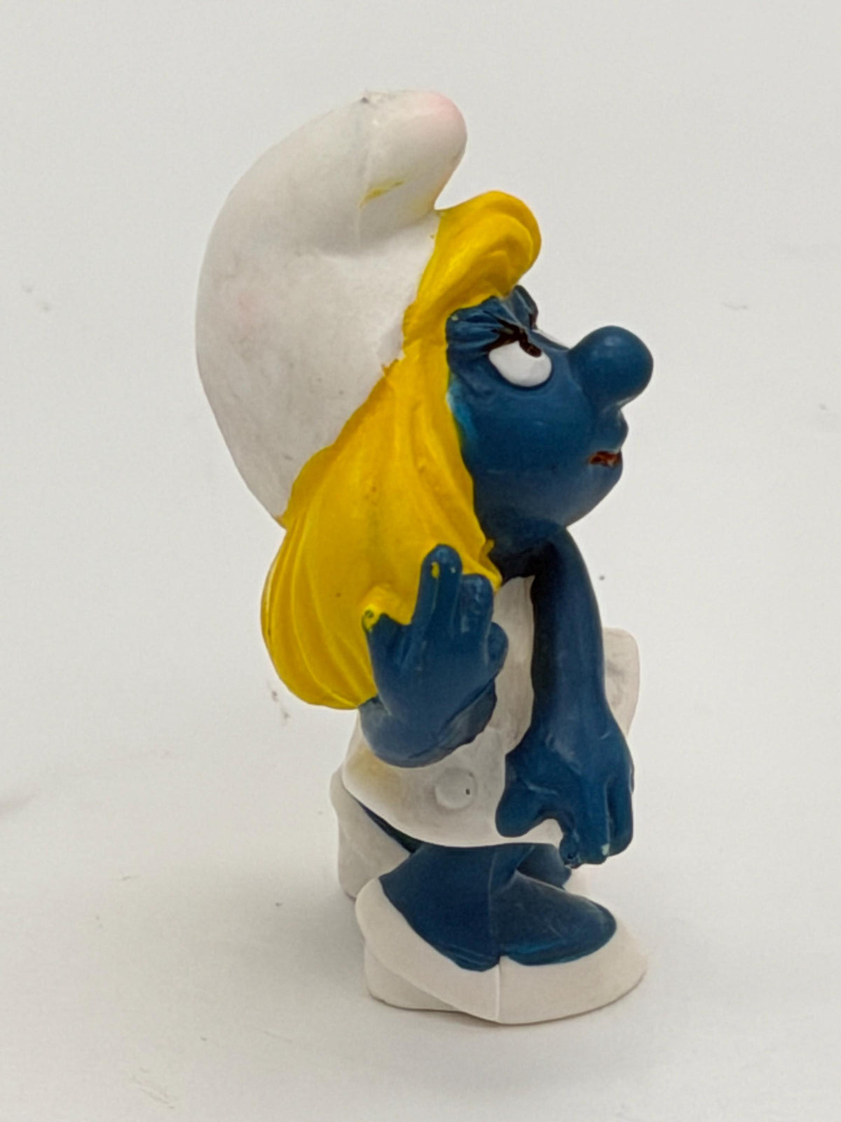 Vintage Smurfs Posing (Hands on Hair) Smurfette Bully PVC figure made in Germany