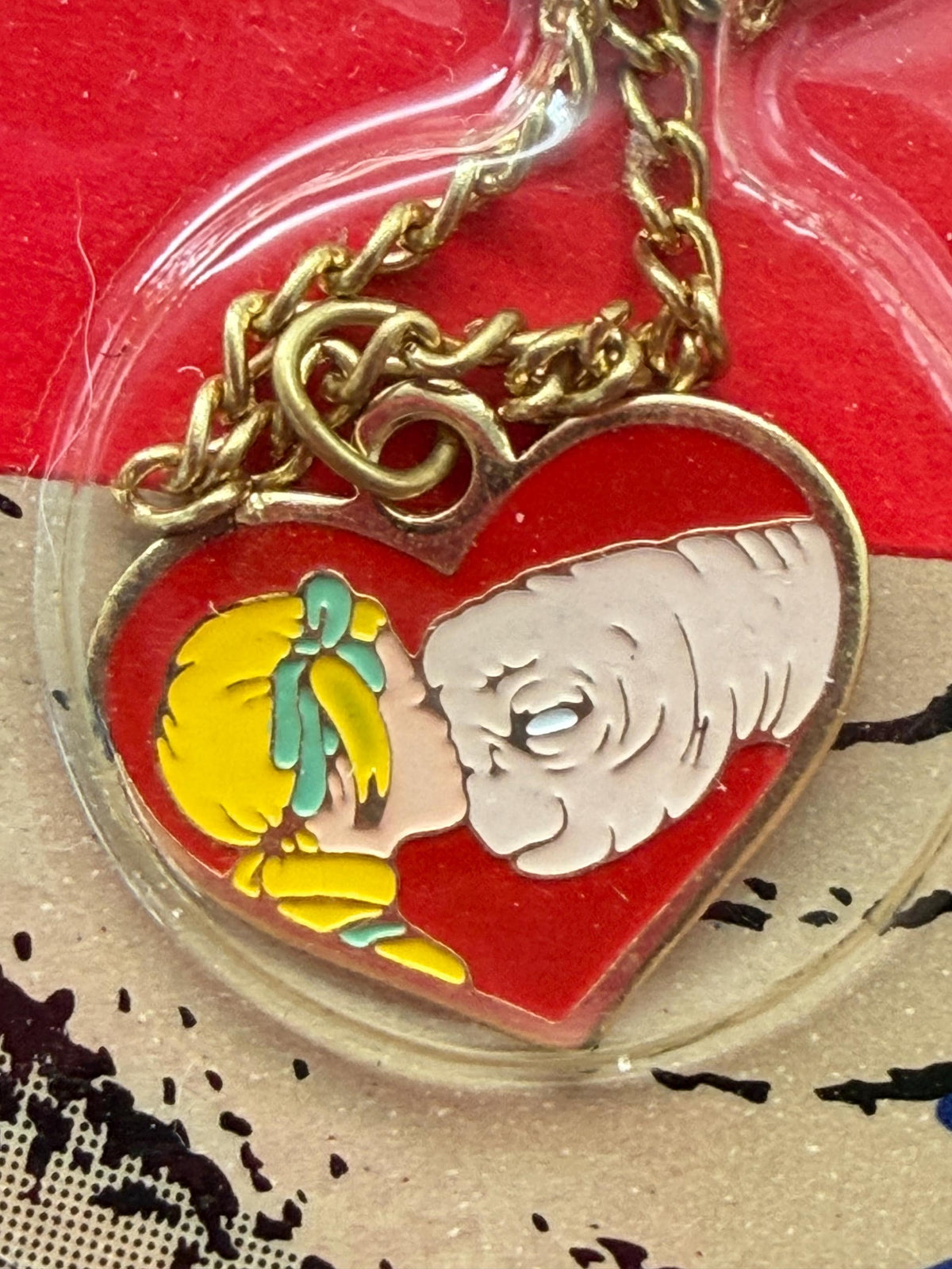 Vintage E.T. The Extraterrestrial child’s charm necklace on card