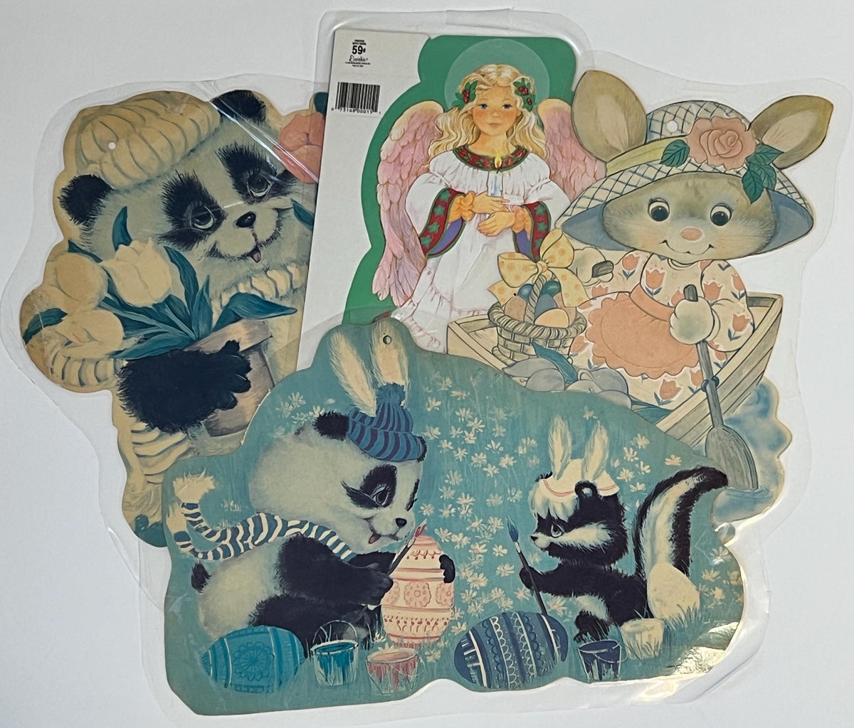 Vintage 80s holiday window decorations lot of 4