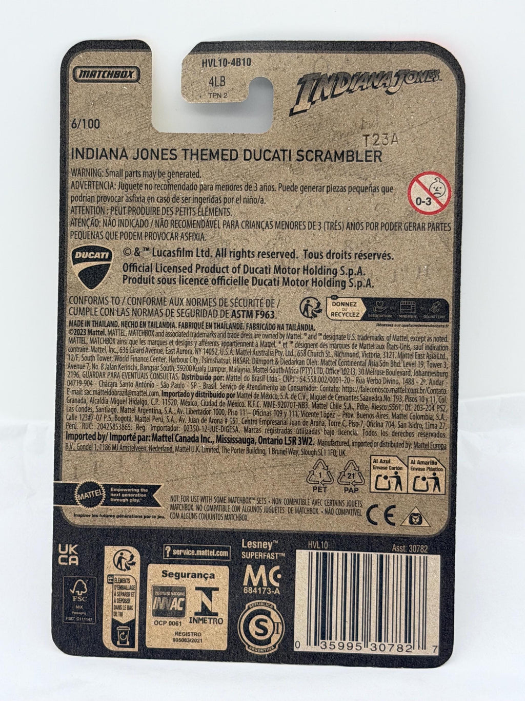 New Matchbox Indiana Jones Ducati Scrambler motorbike die cast