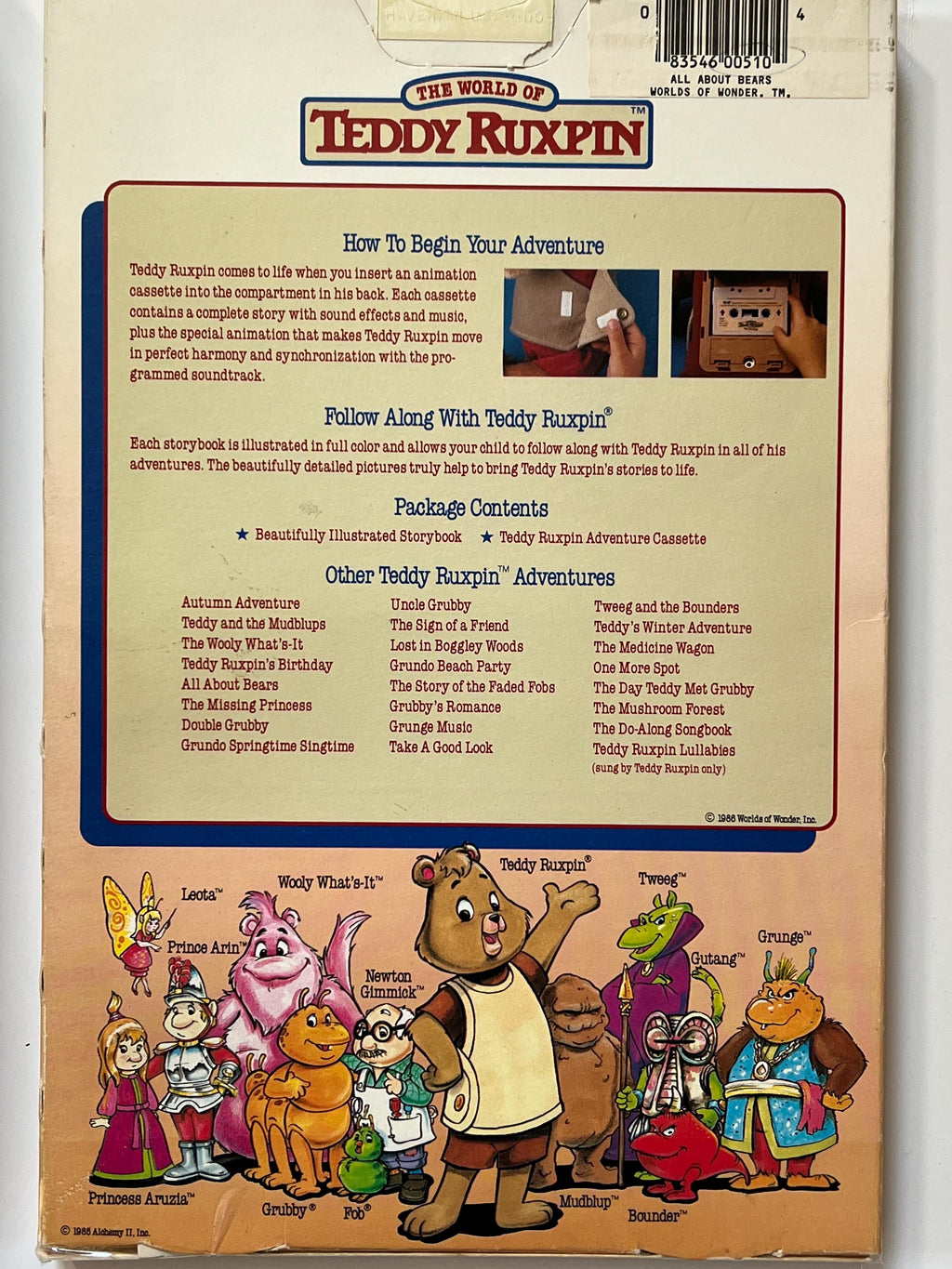 Vintage Teddy Ruxpin Winter Adventure Outfit and Adventure Series book/ cassette