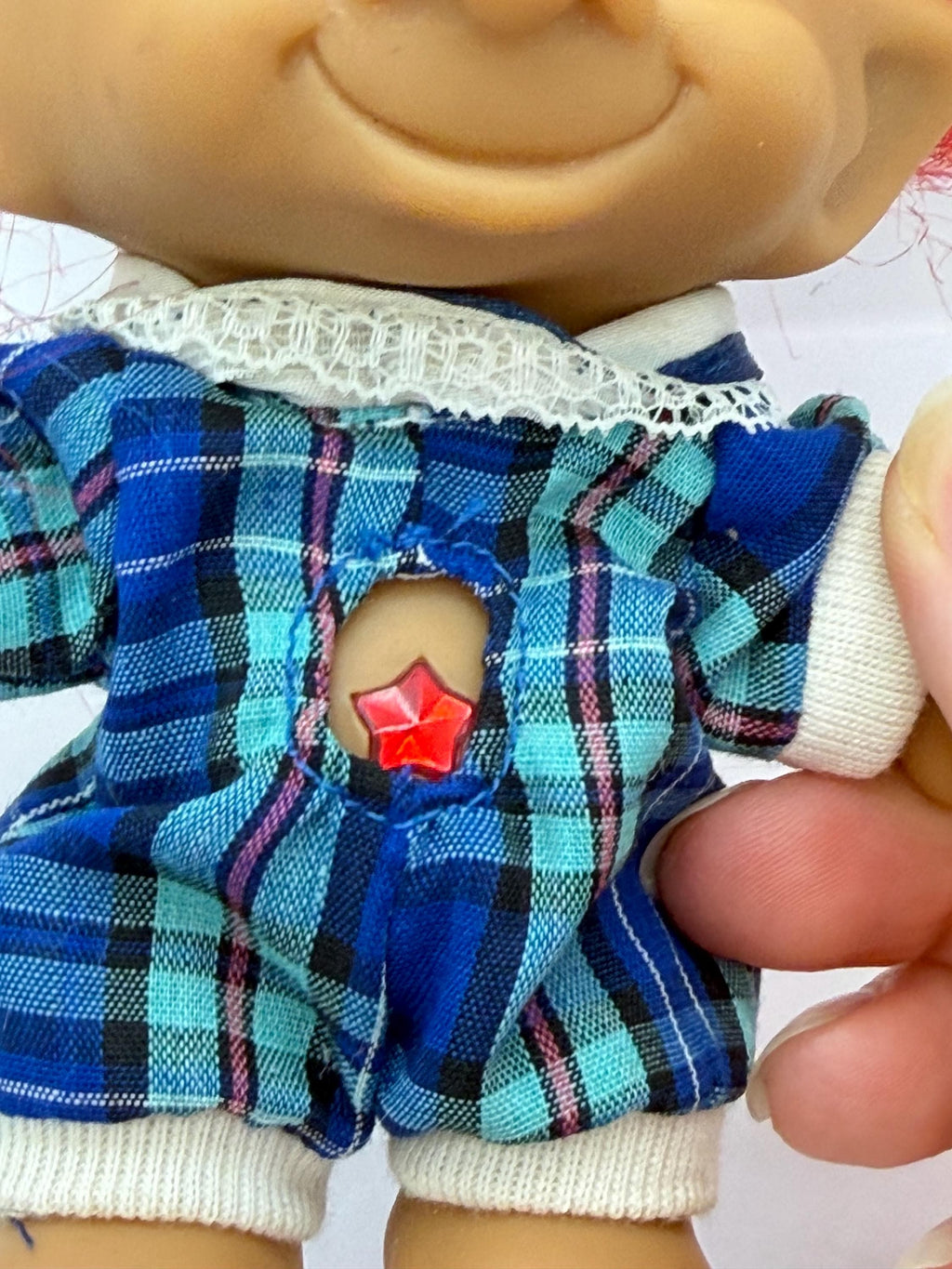 Vintage ACE novelty Treasure Troll in school dress