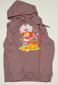 Mauve Strawberry Shortcake and berry basket drawstring hoodie ladies size SM and M