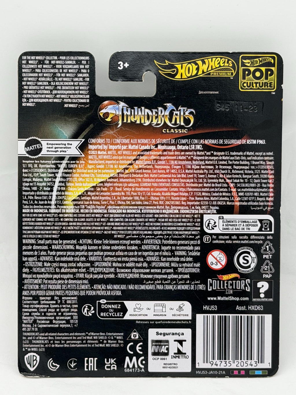Hot Wheels Pop Culture  Thundercats Classic Thunder Tank die cast  on card